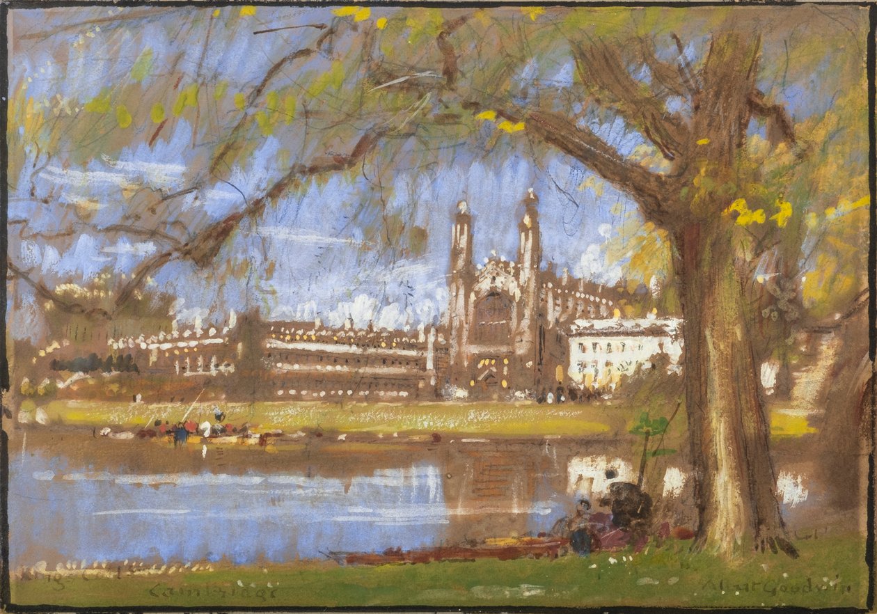 Kings College, Cambridge (akvarel og bodycolour med blyant på tonet papir) af Albert Goodwin