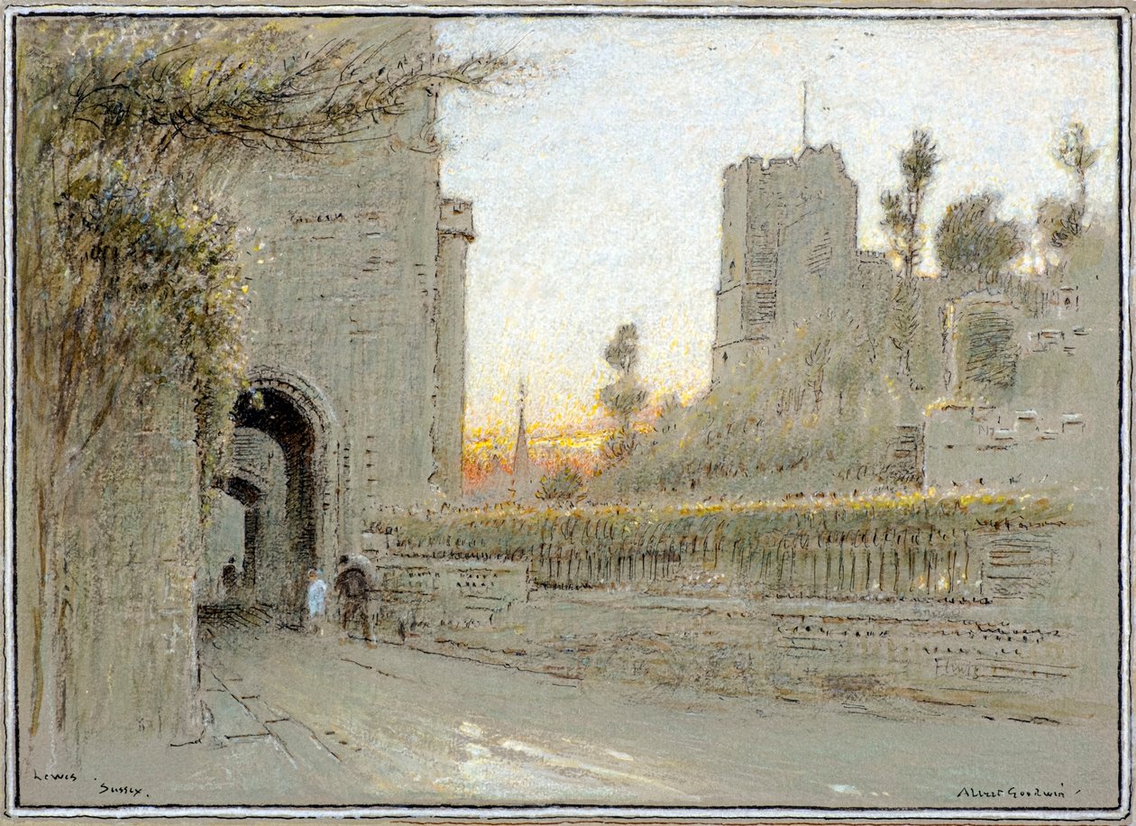 Lewes, Sussex (akvarel) af Albert Goodwin