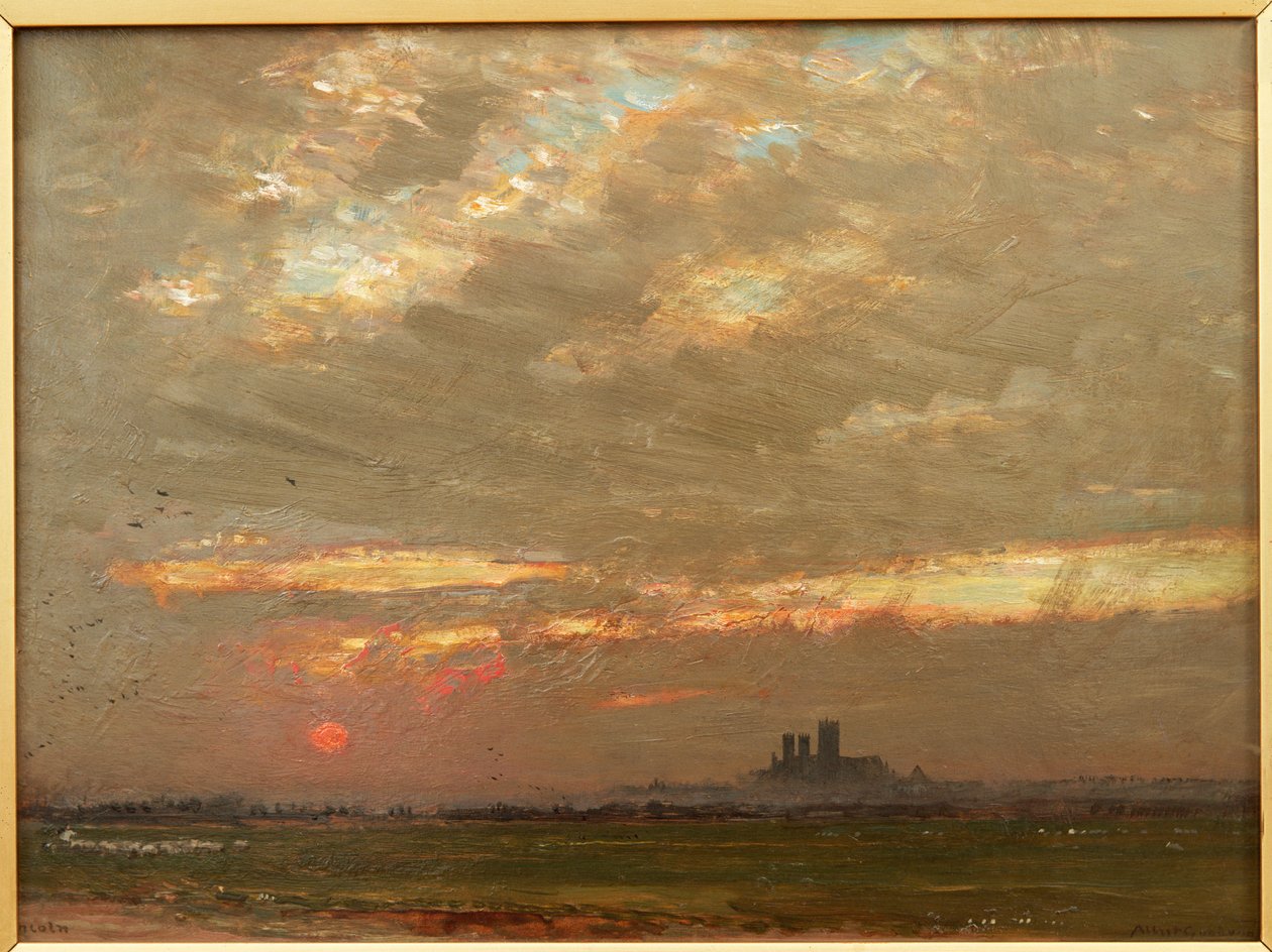 Lincoln Cathedral ved solnedgang, 1912 af Albert Goodwin