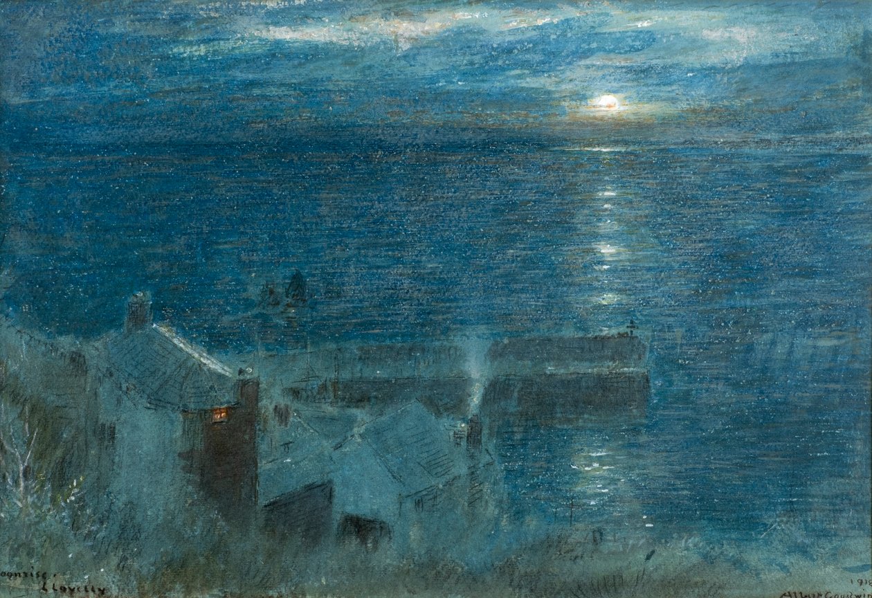 Måneopgang Clovelly af Albert Goodwin