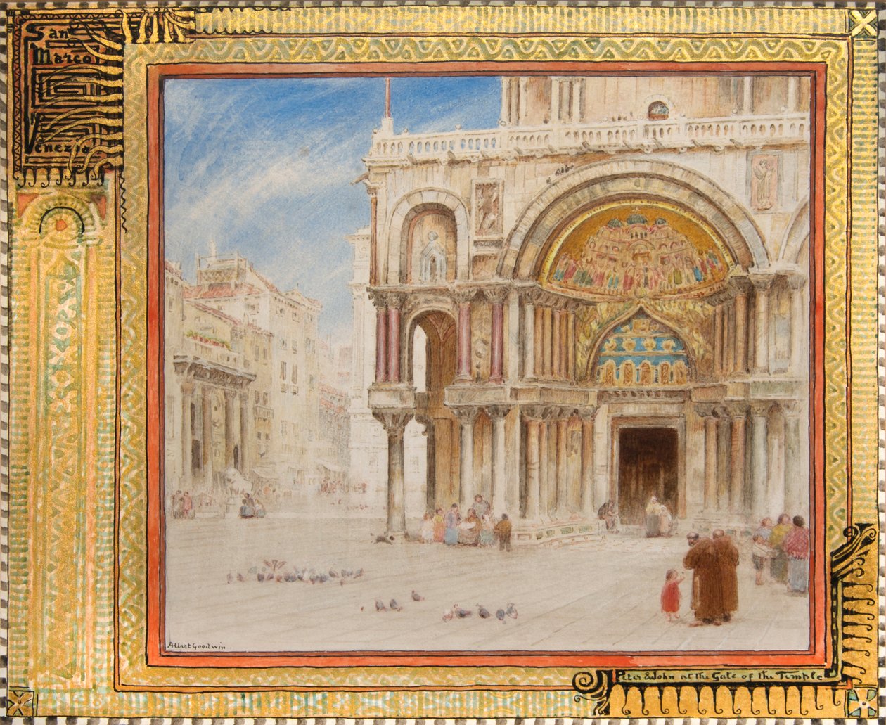Peter og Johannes ved tempelporten, San Marco, Venezia, ca. 1872 (akvarel) af Albert Goodwin