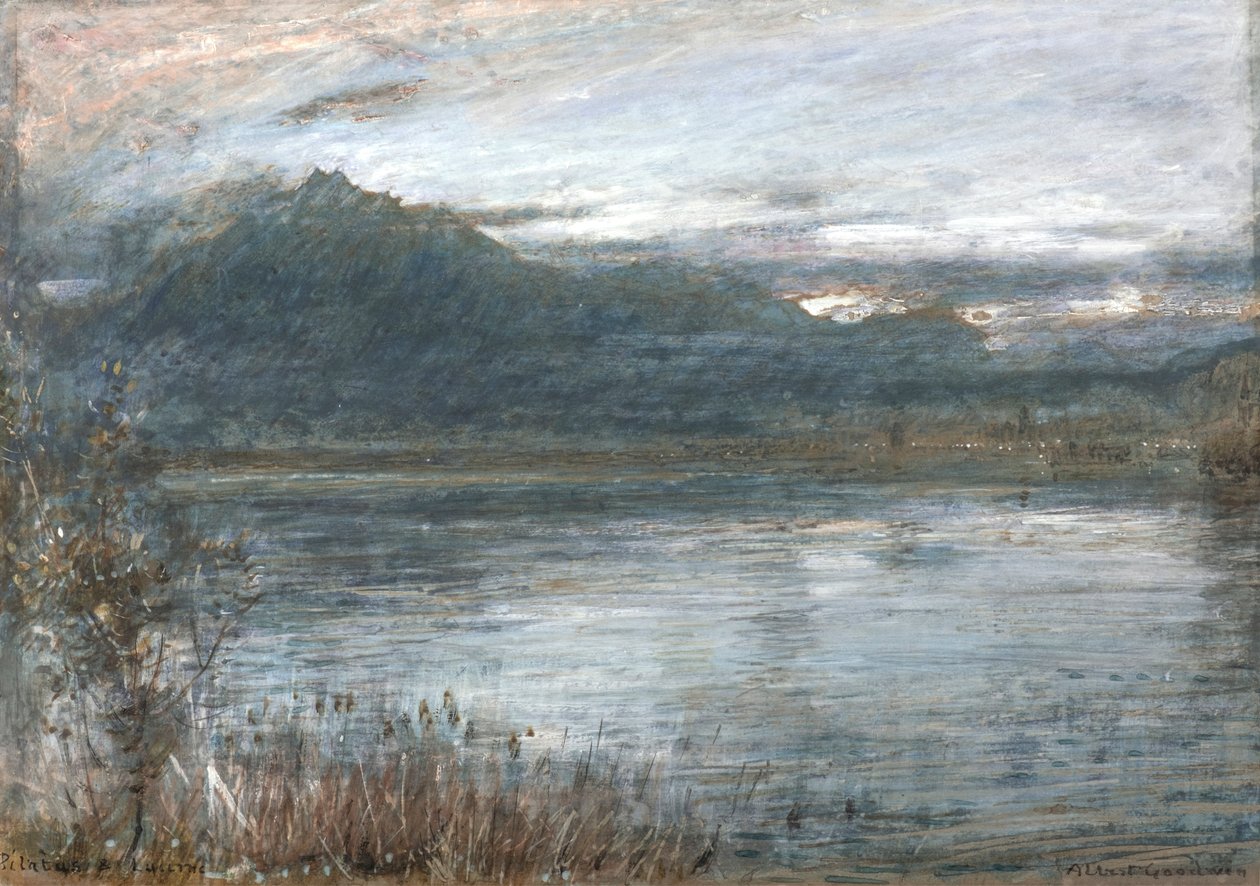Pilatus  Lucerne (akvarel og bodycolour på tonet papir) af Albert Goodwin