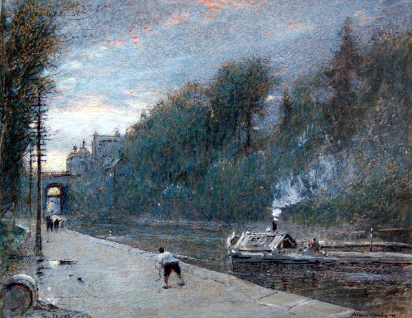 The Canal, Chichester (pen og blæk med akvarel og kropsfarve på papir) af Albert Goodwin