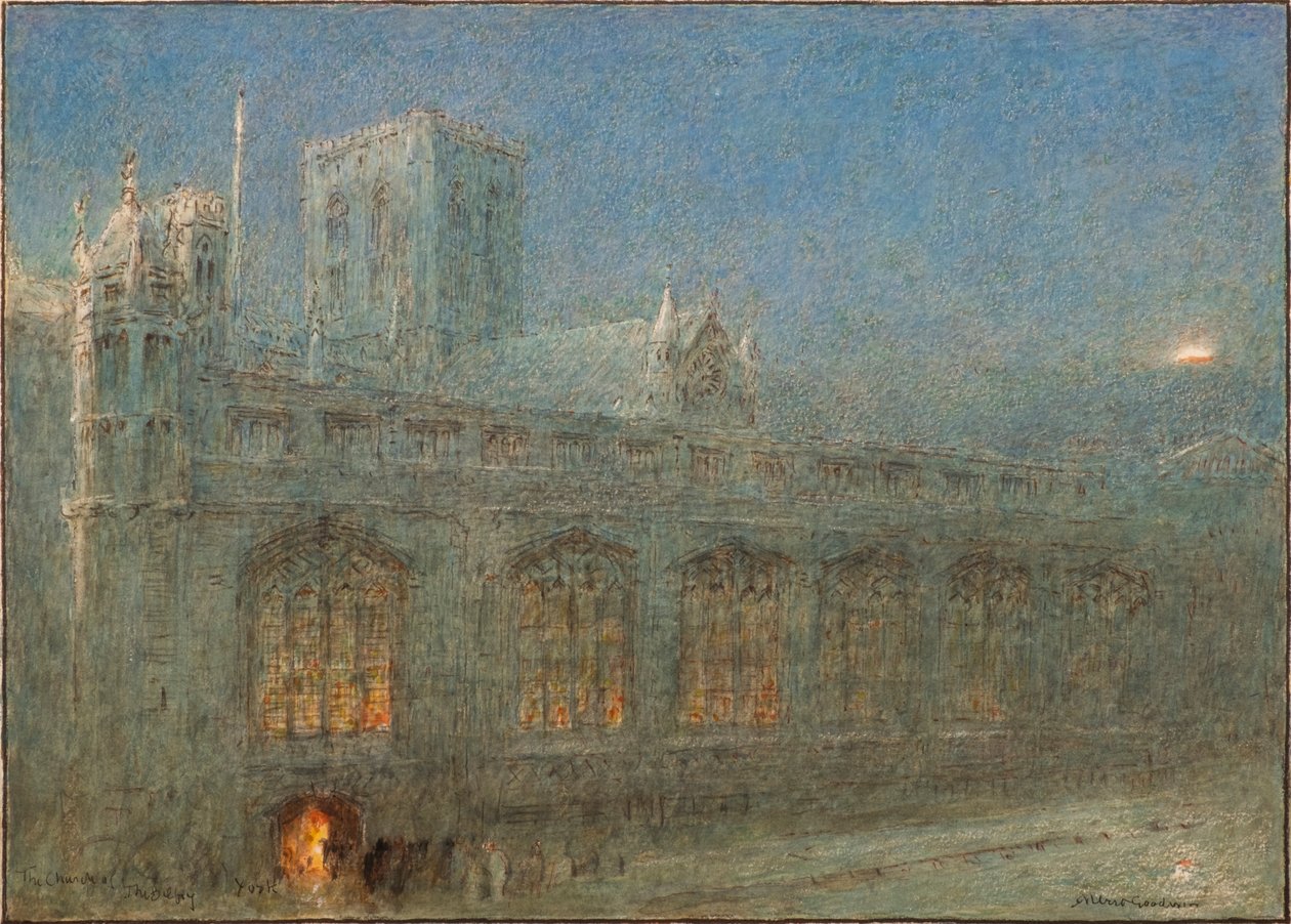 Klokketårnets kirke, York (akvarel) af Albert Goodwin