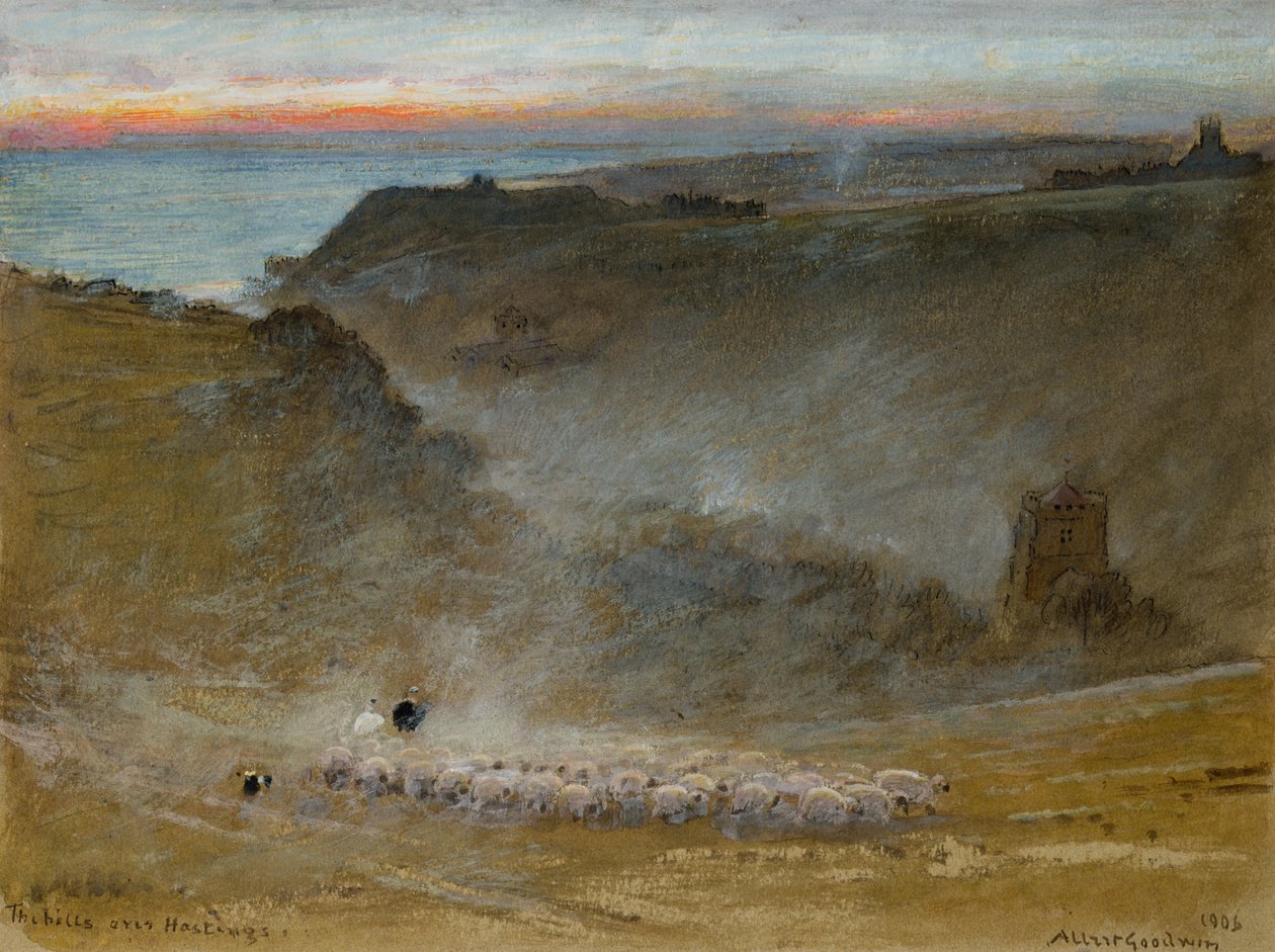 The Hills Over Hastings, 1906 af Albert Goodwin