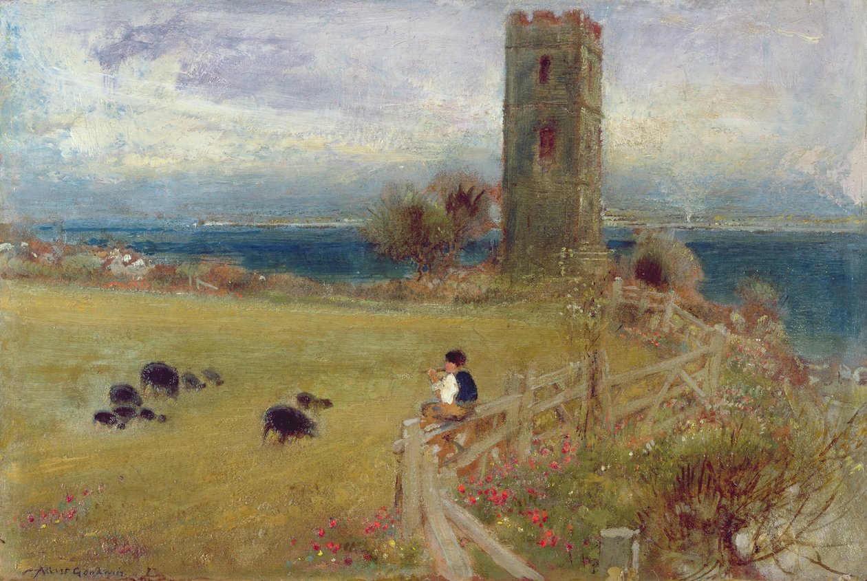 The Shepherd Boy, Sidestrand, Norfolk af Albert Goodwin