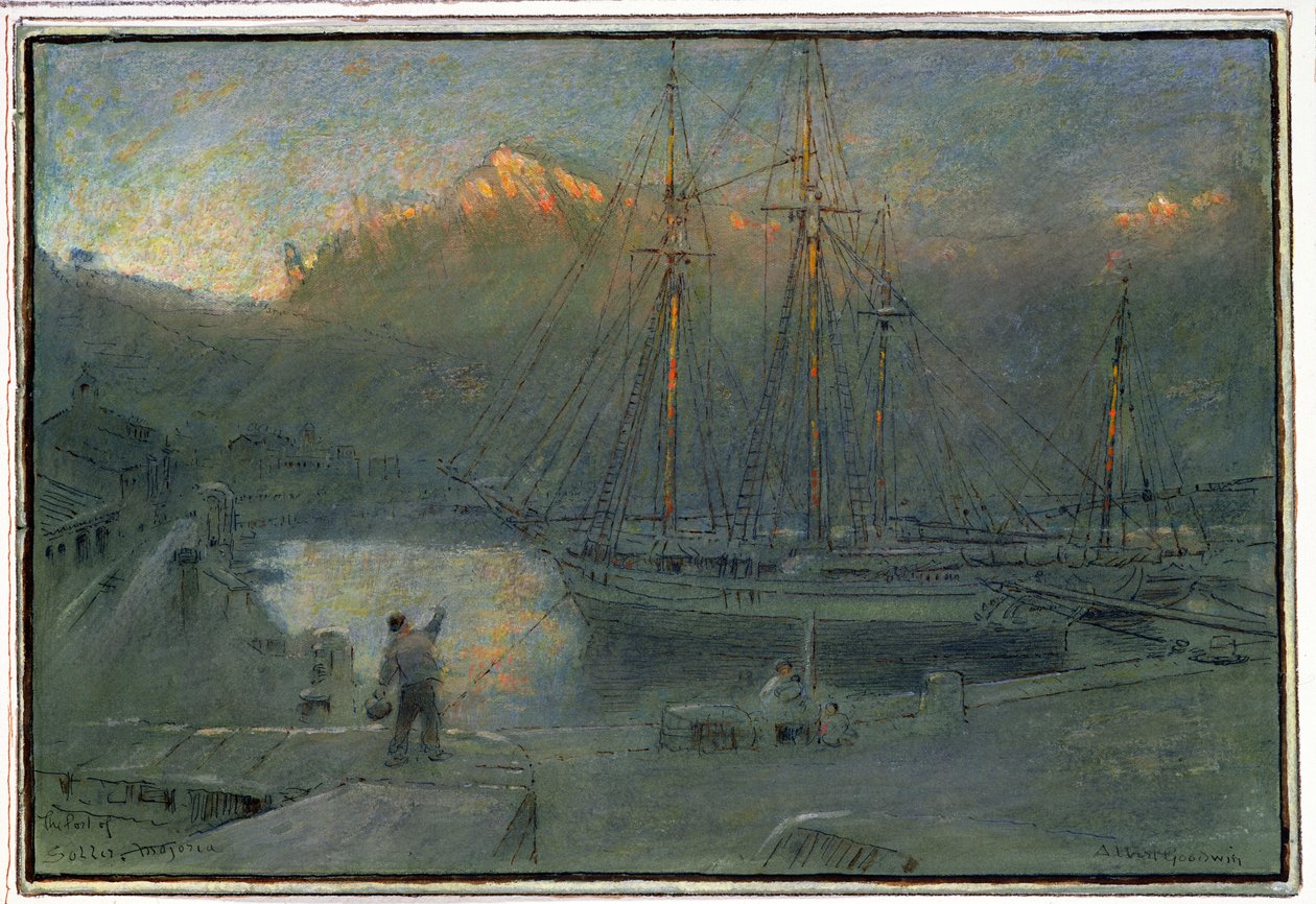 Havnen i Soller, Mallorca af Albert Goodwin