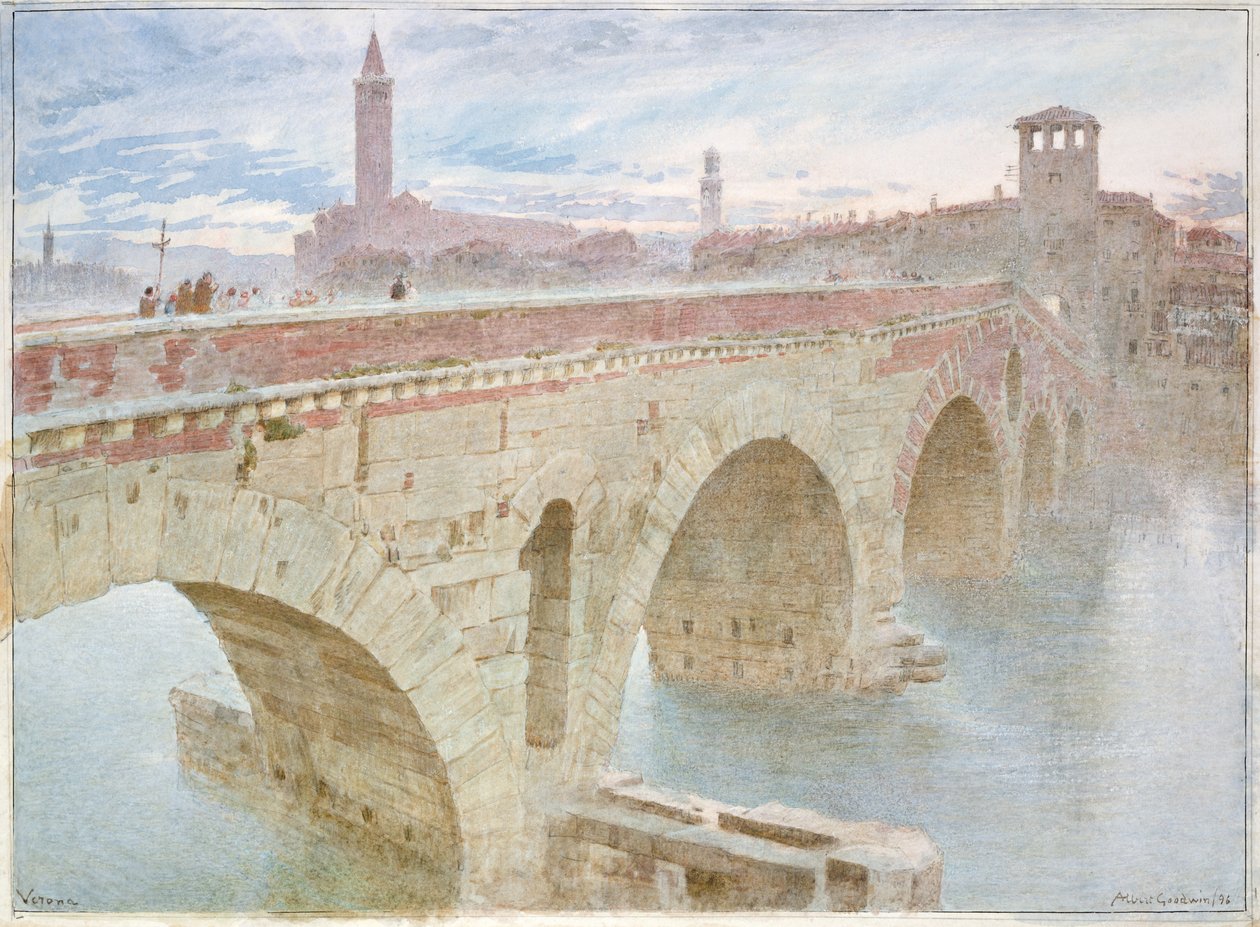 Verona, 1896 (wc på papir) af Albert Goodwin