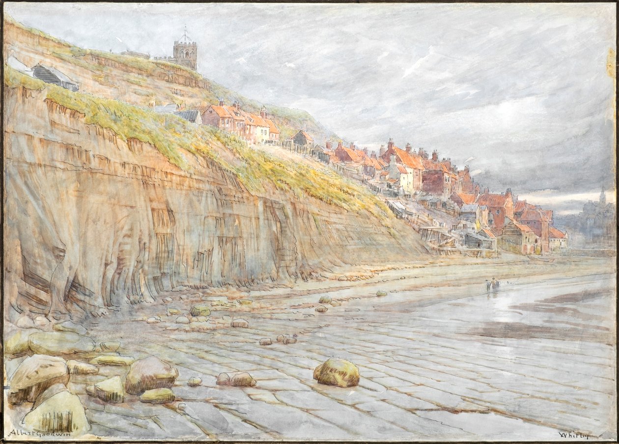 Whitby (akvarel med blæk) af Albert Goodwin