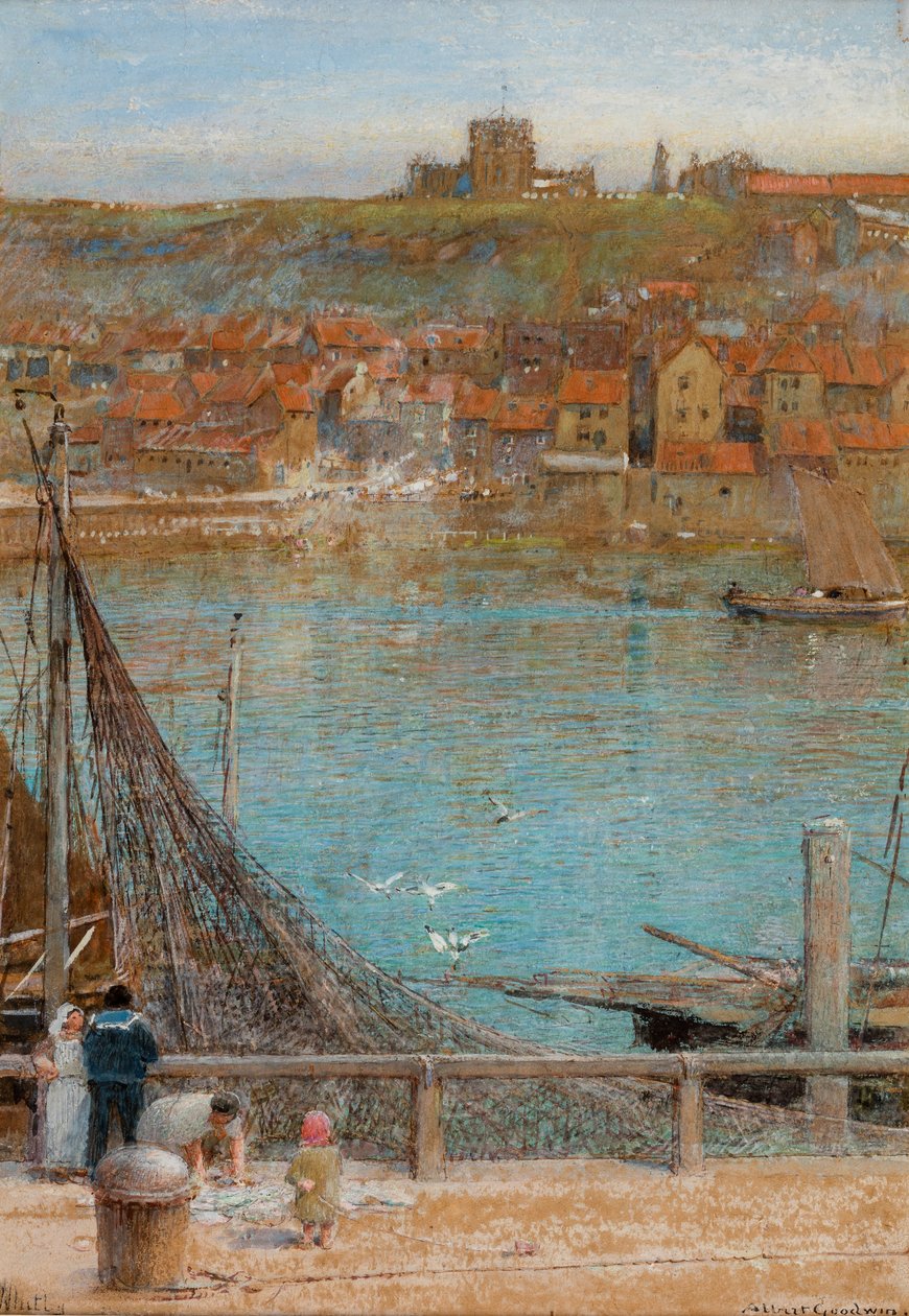 Whitby, udateret (akvarel, gouache på papir) af Albert Goodwin