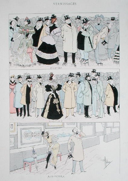 Galleriåbninger, ca. 1900 (farve litho) af Albert Guillaume
