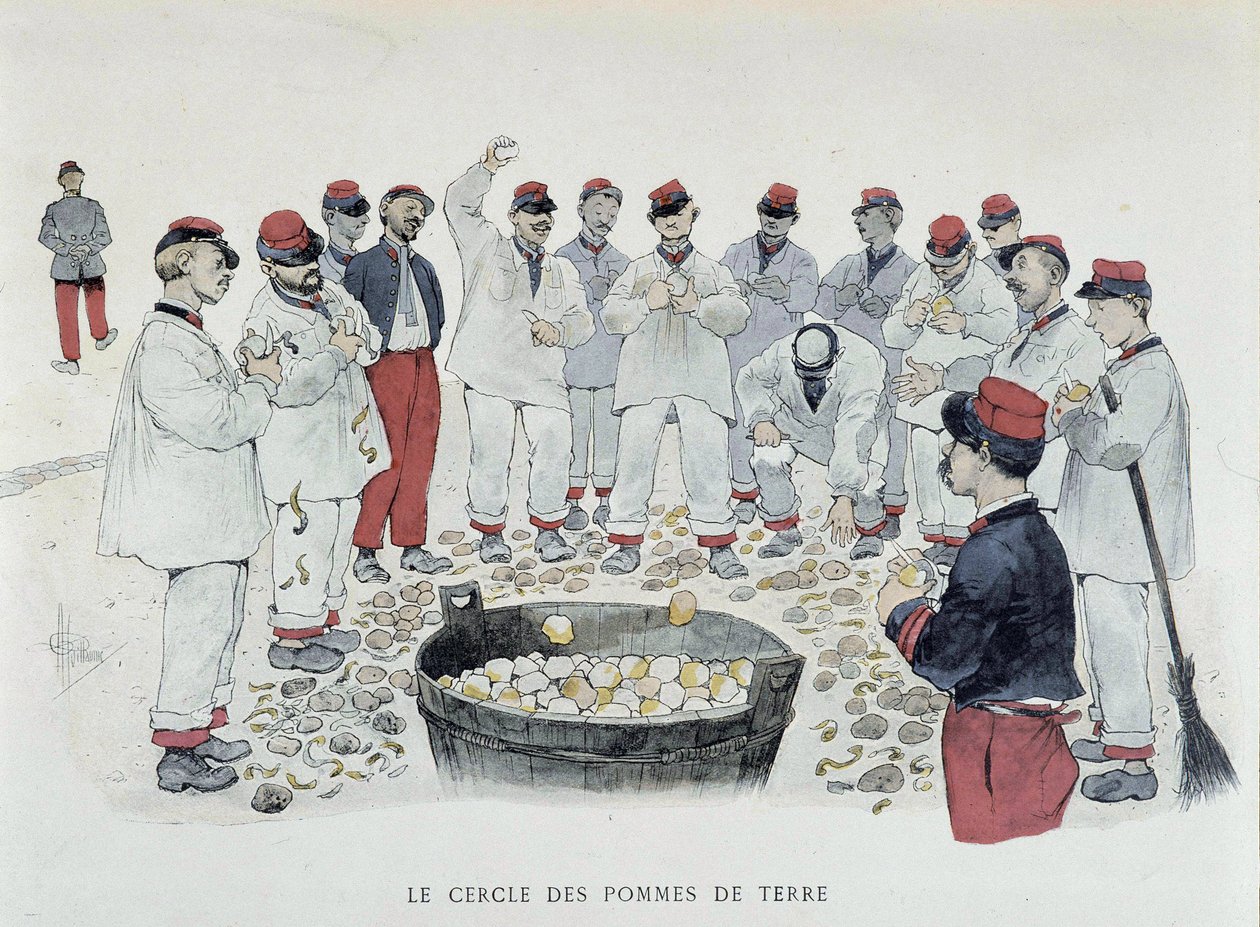 Kartoflernes cirkel (chore de pluche) - i "" Mine kampagner"", tegning af Guillaume, Paris, red. Simonis Empis af Albert Guillaume