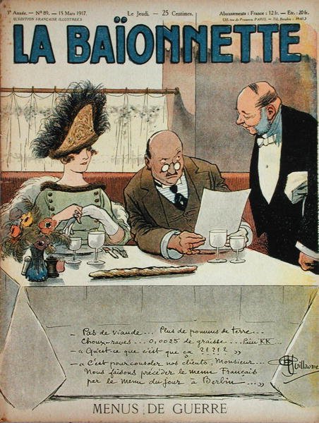 Menus de Guerre, fra La Baionnette, 15. marts 1917 af Albert Guillaume