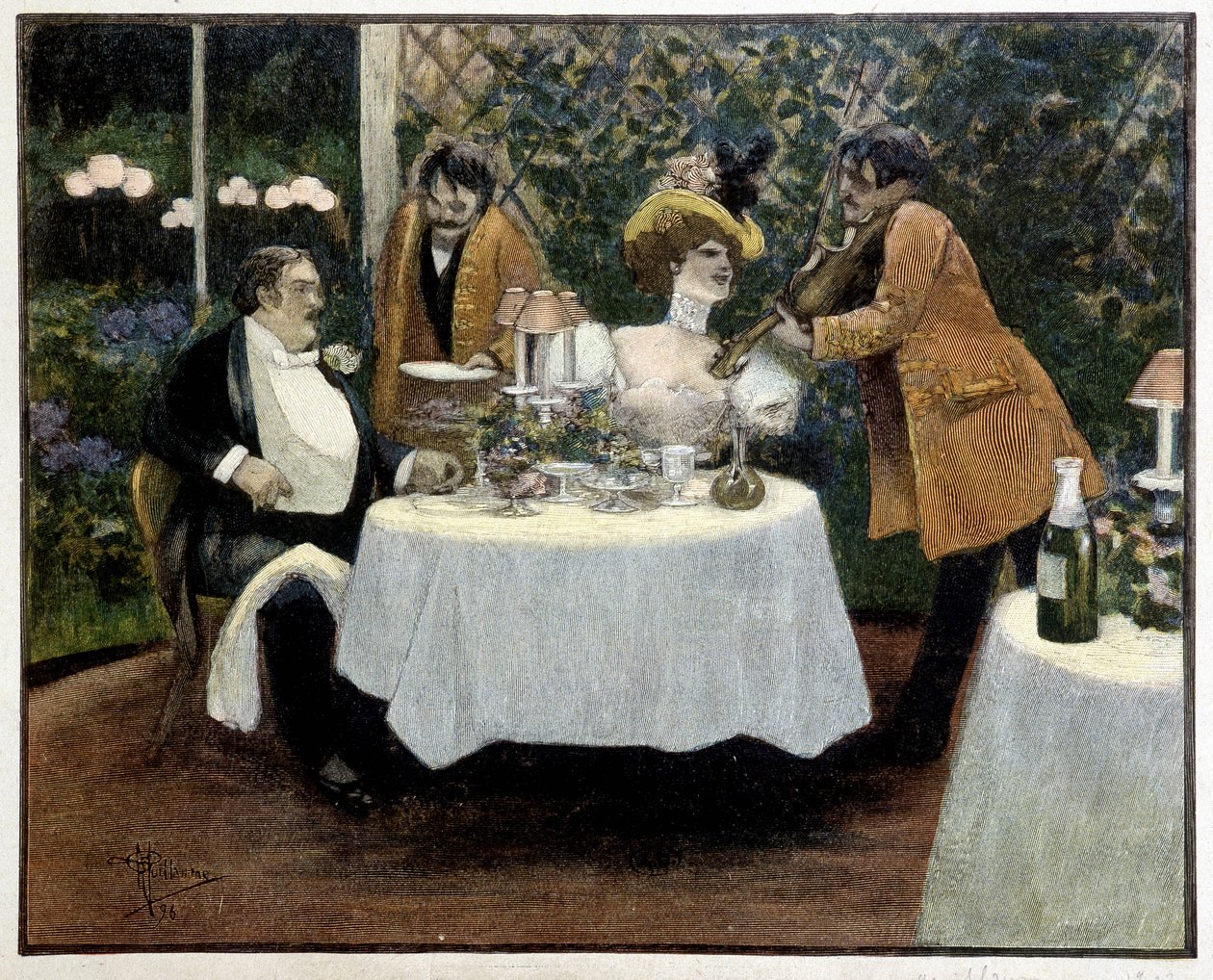 Restaurant, tegning af Guillaume af Albert Guillaume