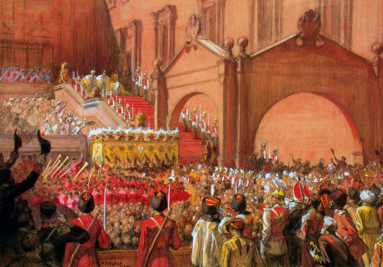 Kejser Nicholas II på den røde veranda efter hans kroning, 1896. af Albert Gustaf Aristides Edelfelt