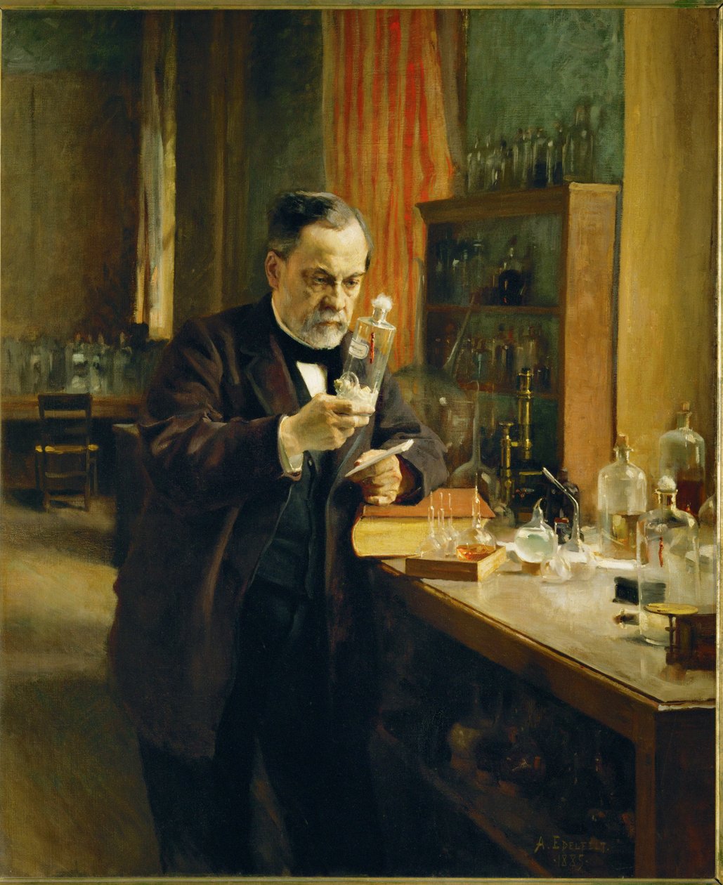 Louis Pasteur i sit laboratorium ... (olie på lærred) af Albert Gustaf Aristides Edelfelt
