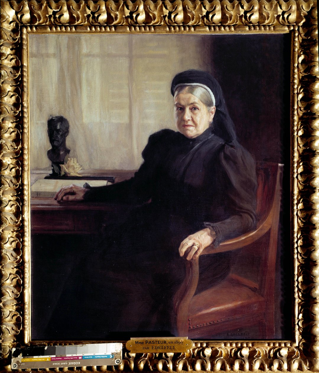 Portræt af Madame Pasteur (1854-1905), enke efter den franske læge Louis Pasteur (1822-1895) i 1899” Maleri af Albert Edelfelt (1854-1905) 1899 Paris, Musee Pasteur - Portræt af Madame Pasteur 4-190855, (19085) af den franske læge Louis Pasteur (1822- af Albert Gustaf Aristides Edelfelt