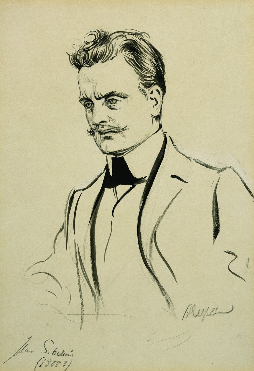 Portræt af komponisten Jean Sibelius, lille halvlængde, af Albert Gustaf Aristides Edelfelt