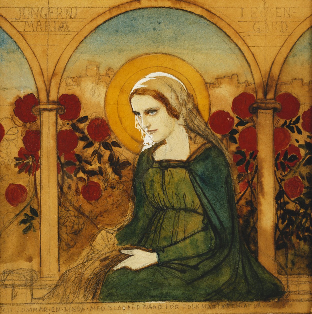 Jomfru Maria i Rosenhaven; Jungfru Maria i Rosengård, af Albert Gustaf Aristides Edelfelt