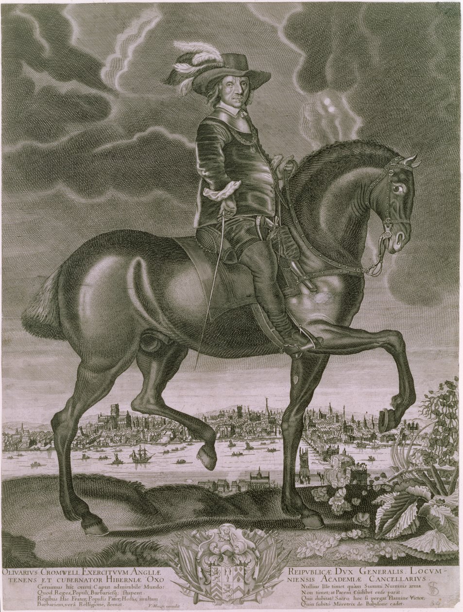 Ridesportræt af Oliver Cromwell (1599-1658) ca. 1655 af Albert Haelwegh
