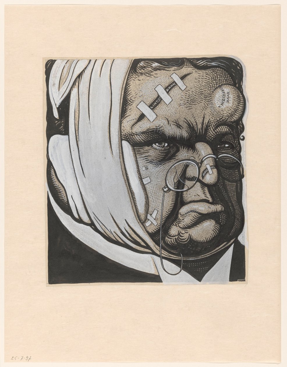 Karikatur af Abraham Kuyper, efter turen til Bruxelles og sagen om Heeckeren af Albert Hahn (I)