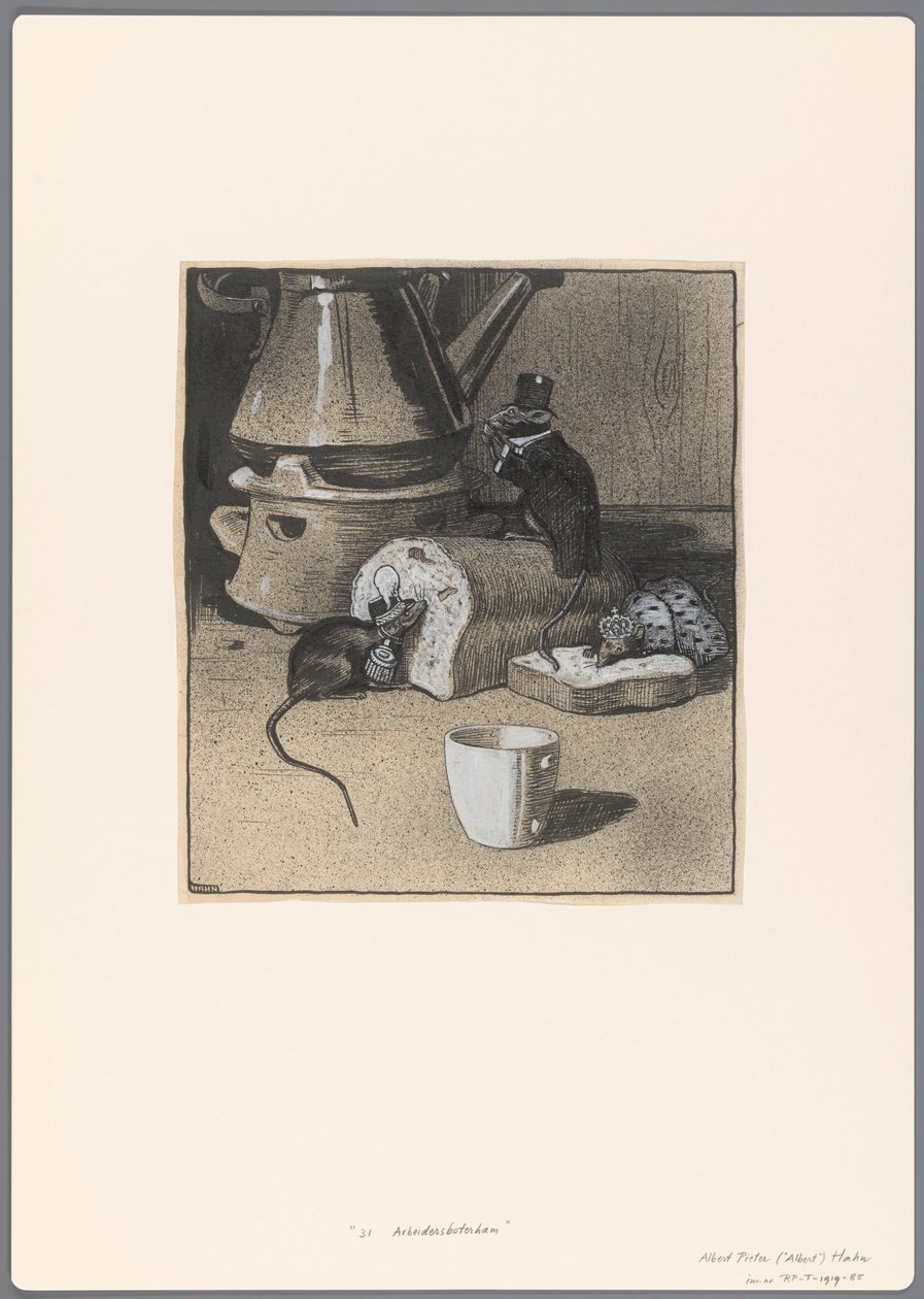 Design til en politisk tegneserie: The Greedy Rodents. Til arbejdernes sandwich af Albert Hahn (I)