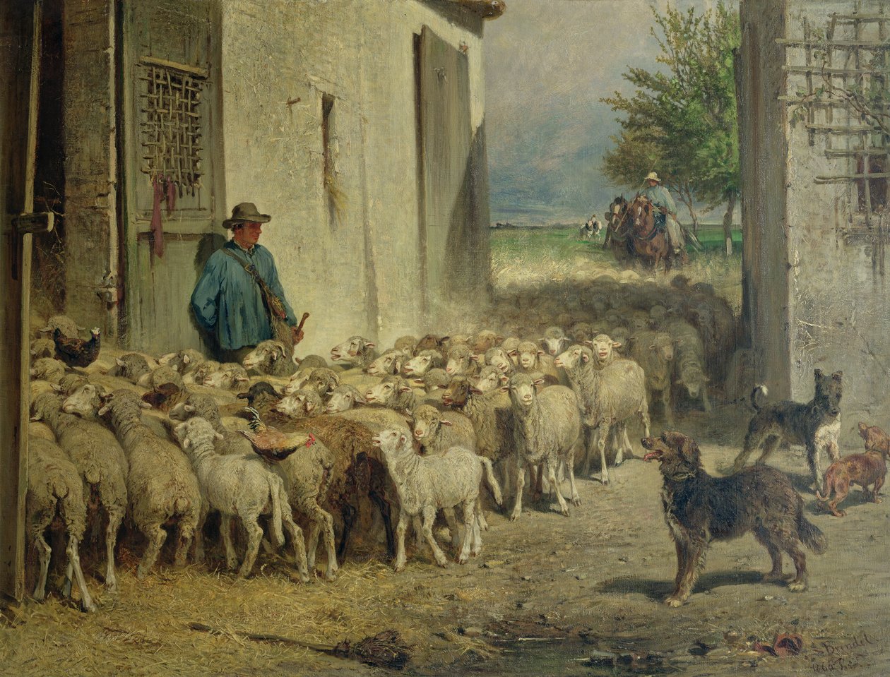 Vend tilbage til fårefolden, 1860 af Albert Heinrich Brendel
