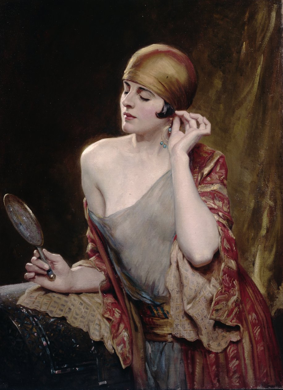 Se i spejlet (olie på lærred) af Albert Henry Collings