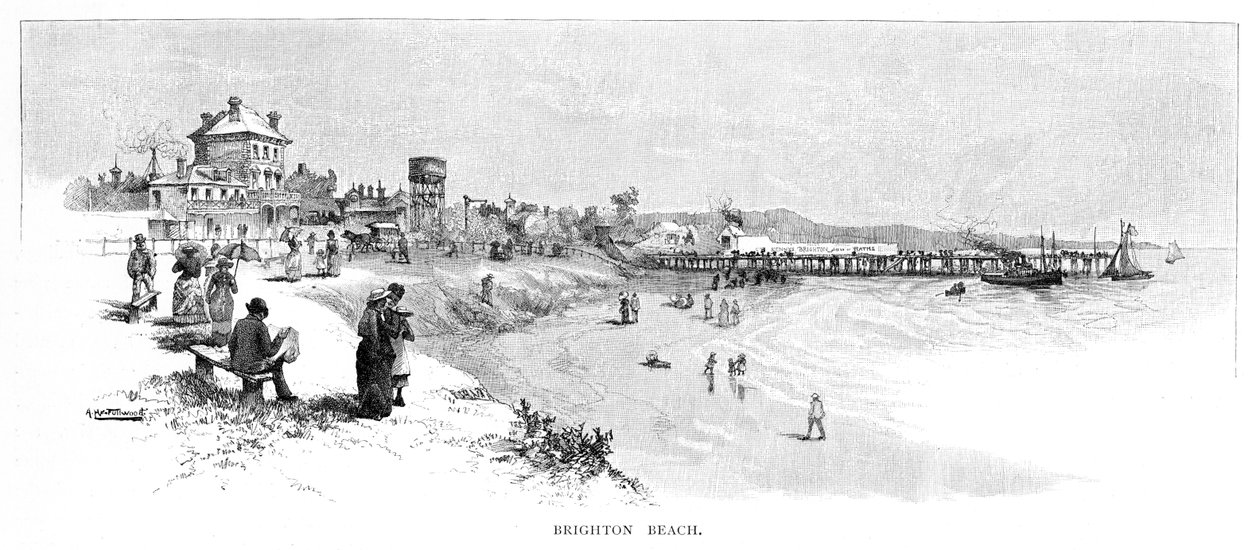 Brighton Beach, Melbourne, Victoria, Australien, 1886. af Albert Henry Fullwood