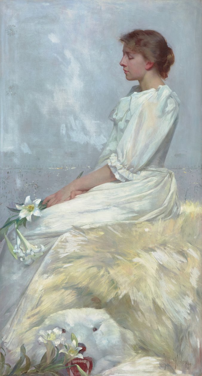 Portræt af Bessie (Miss Elizabeth Newton) 1892 (Olie på lærred) af Albert Herter