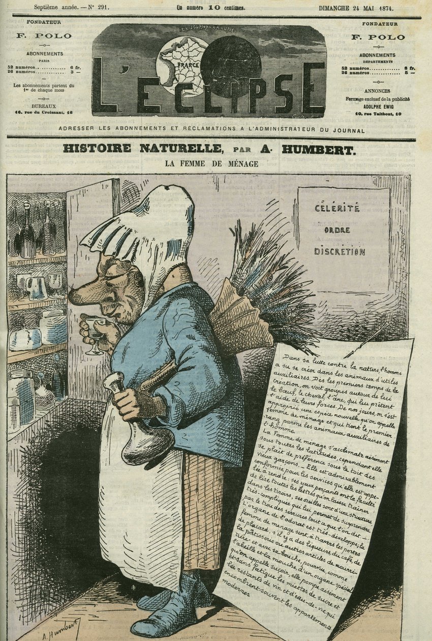 Tegnefilm af "Husfruen, naturhistorie"". Cover i "" L