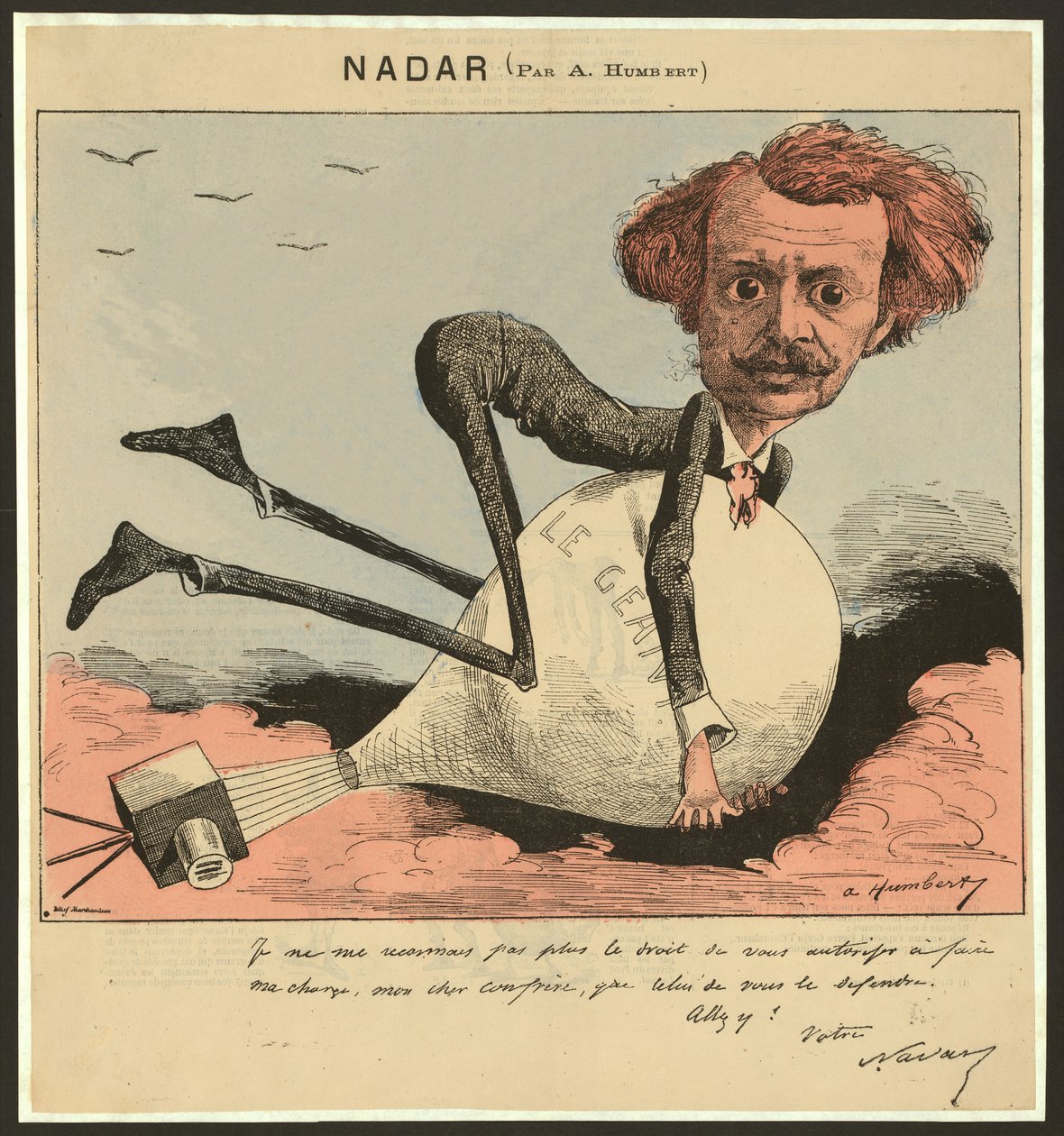 Nadar, pub. 1863 (farvet litho) af Albert Humbert
