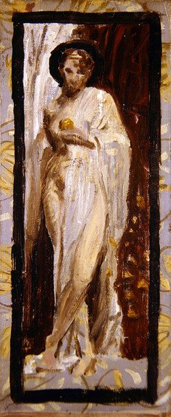 En draperet nøgen / studie, ca.1867 (olie på panel) af Albert Joseph Moore