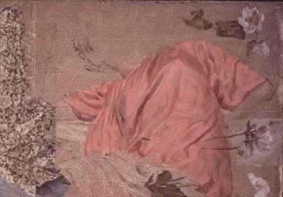 Studie af en draperet figur og blomster af Albert Joseph Moore