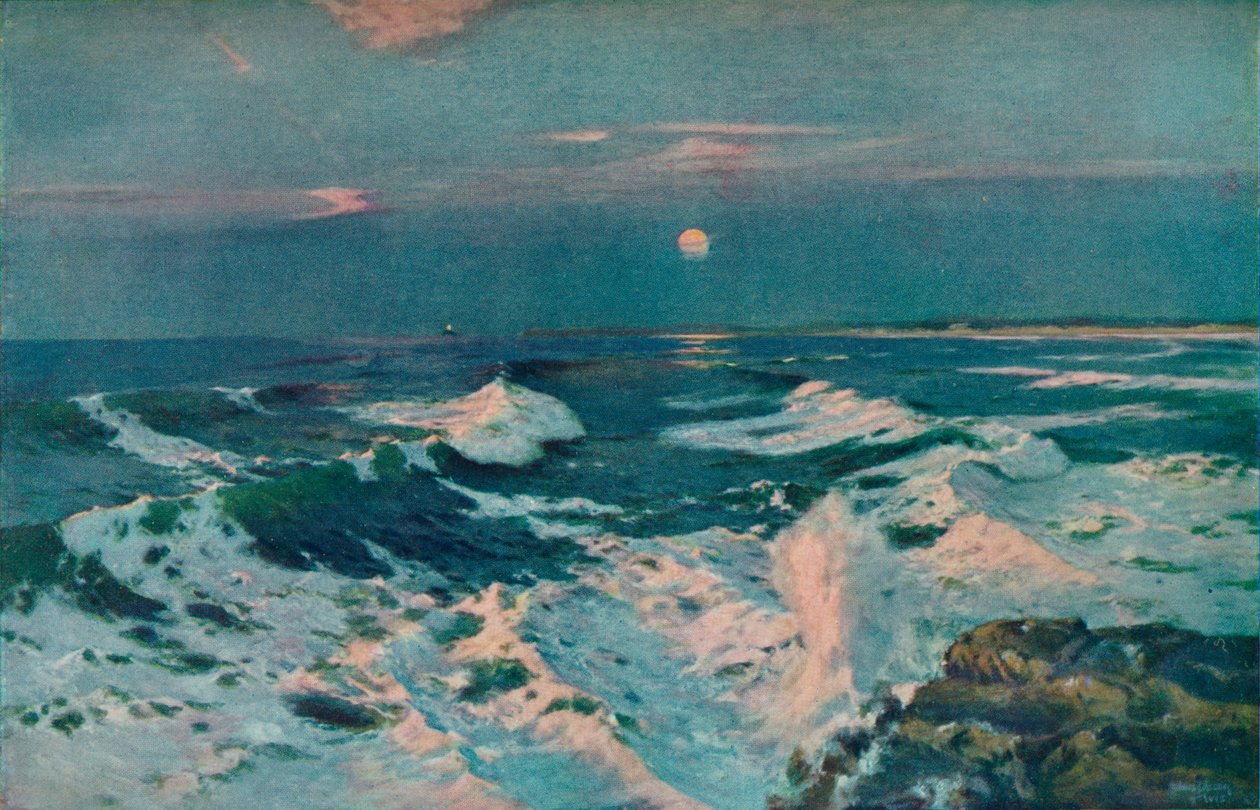 Mellem solnedgangen og månen, c1910 af Albert Julius Olsson