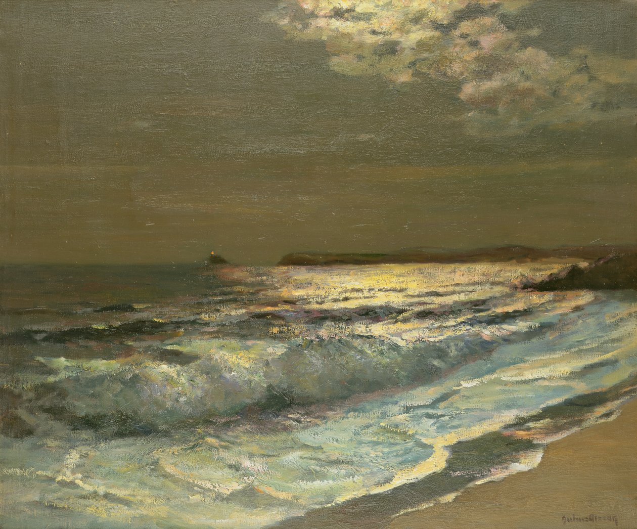Den månebelyste Breaking Wave af Albert Julius Olsson