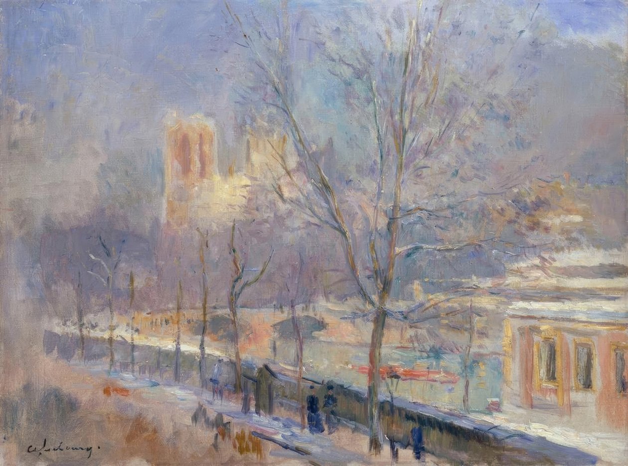 Notre-Dame de Paris set fra Quai de la Tournelle, effekt af n af Albert Lebourg
