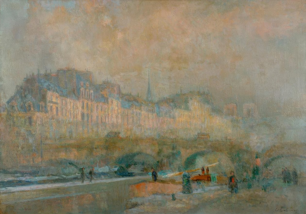 Paris, slusen ved La Monnaie; Vintersol eller udsigt over Po af Albert Lebourg