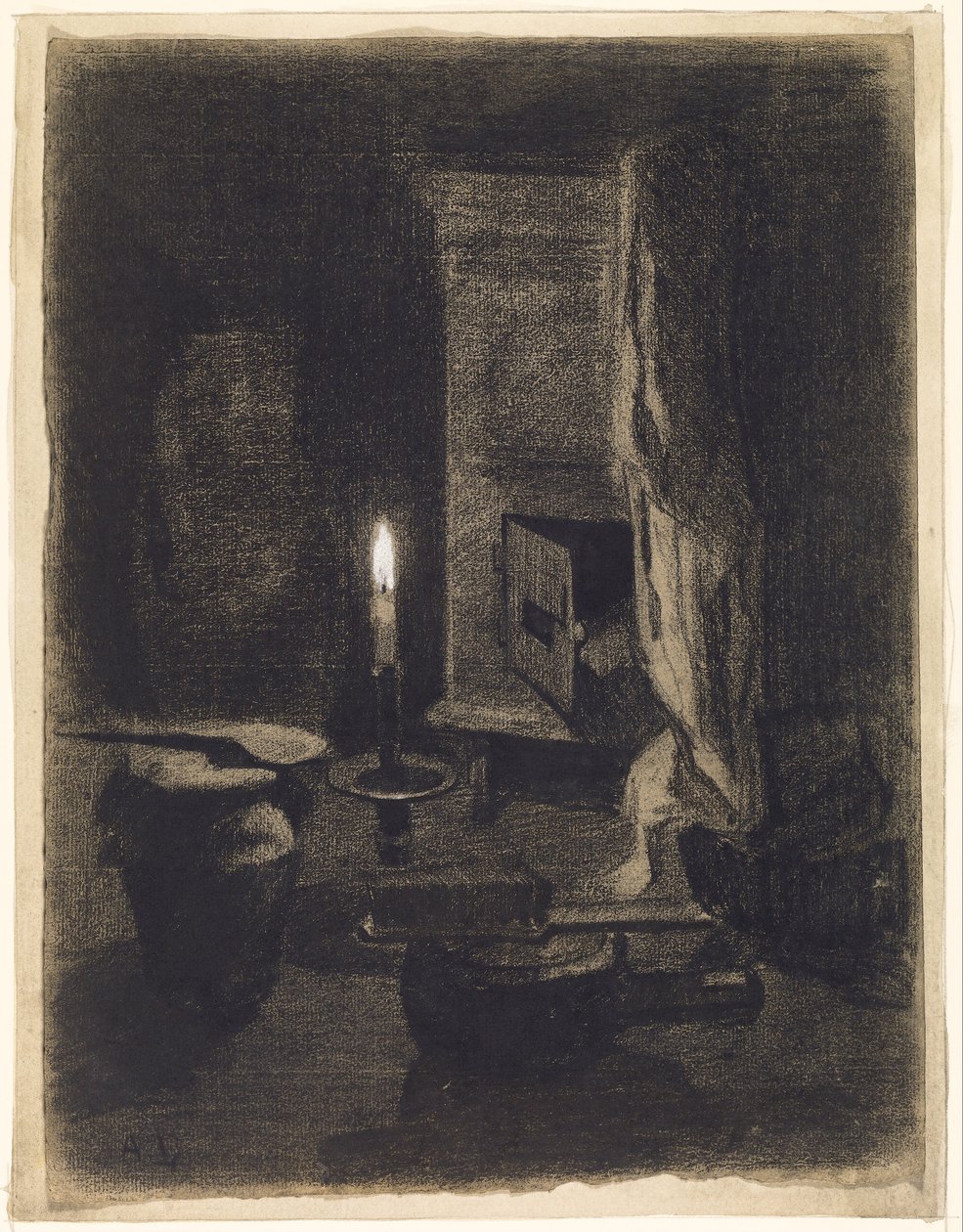 Stilleben med stearinlys af Albert Lebourg