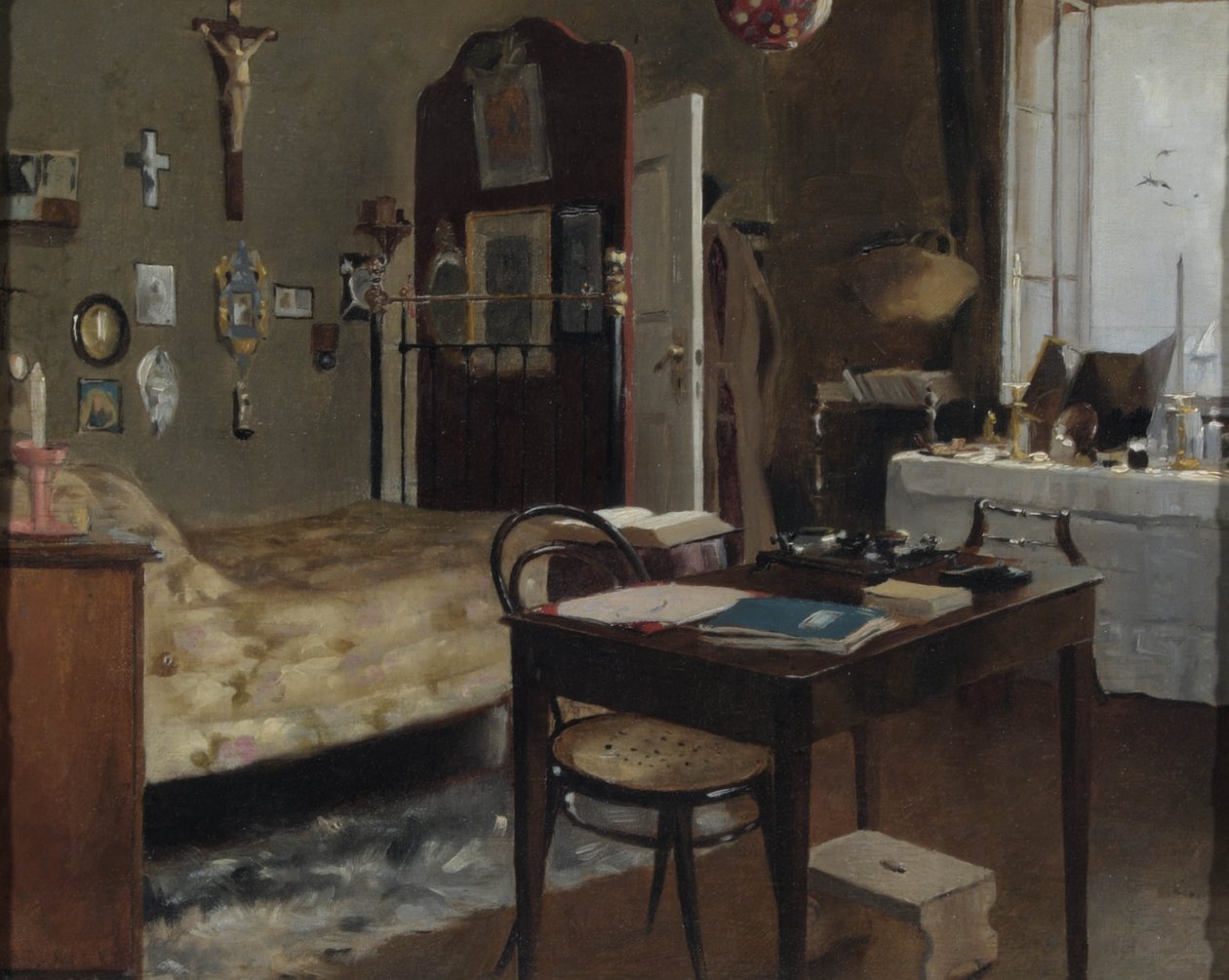 Interiør af Sir Richard Burtons soveværelse, 1889 af Albert Letchford