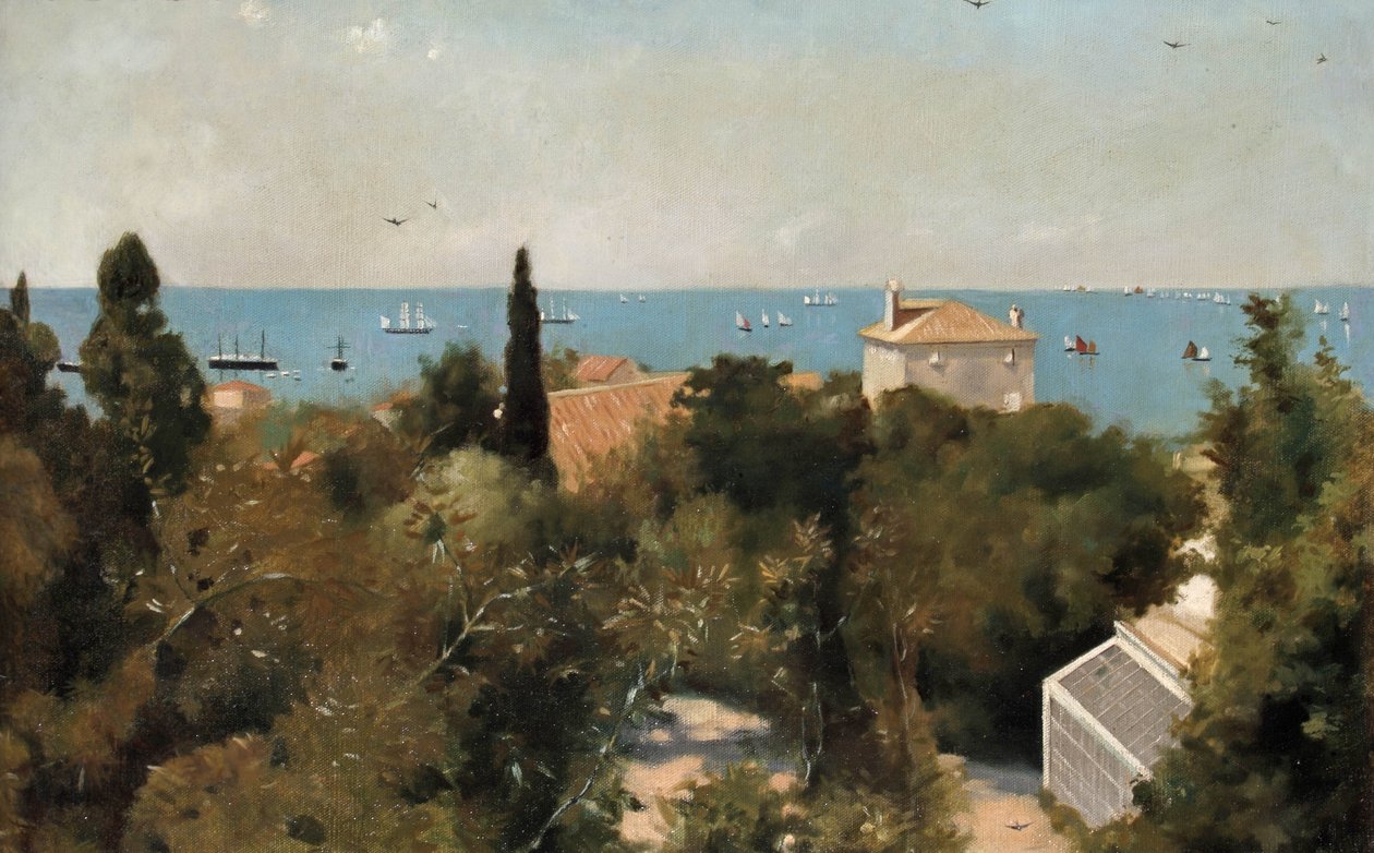 Udsigt over kysten, Trieste, ca. 1889 af Albert Letchford