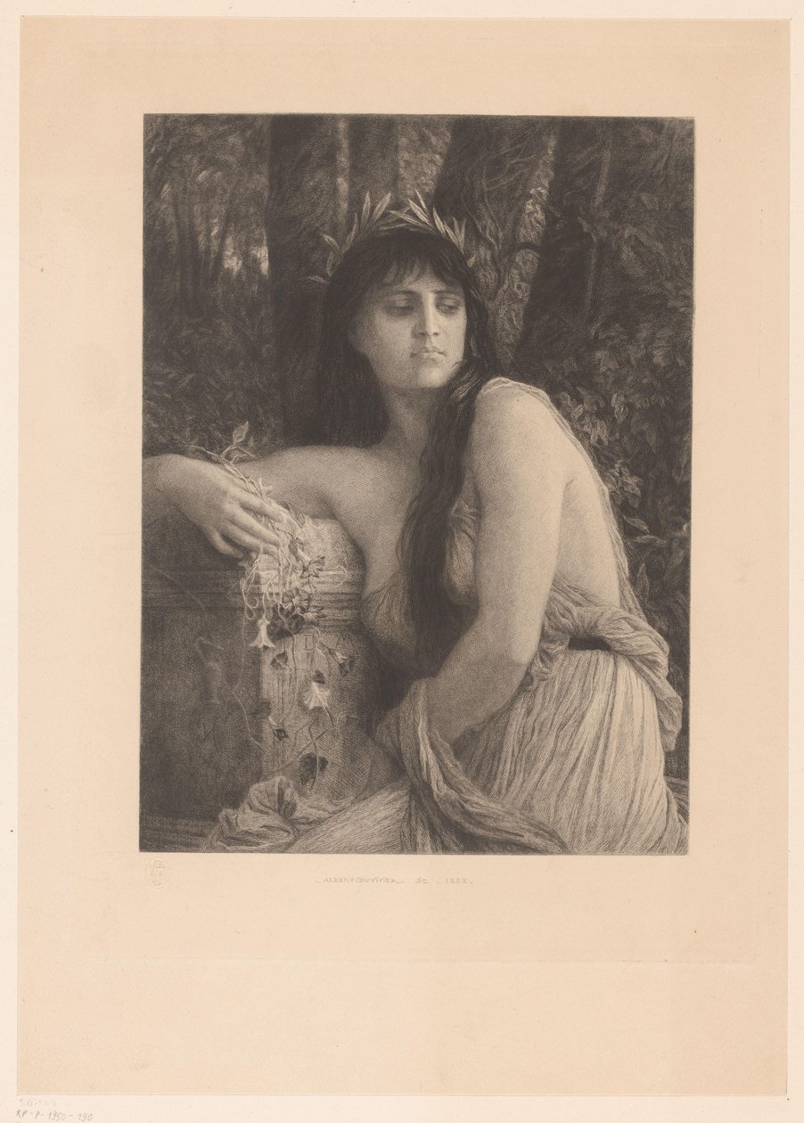 Kvinde med laurbærkrans, muligvis en muse af Albert Ludovic Paul Emile Antony Duvivier