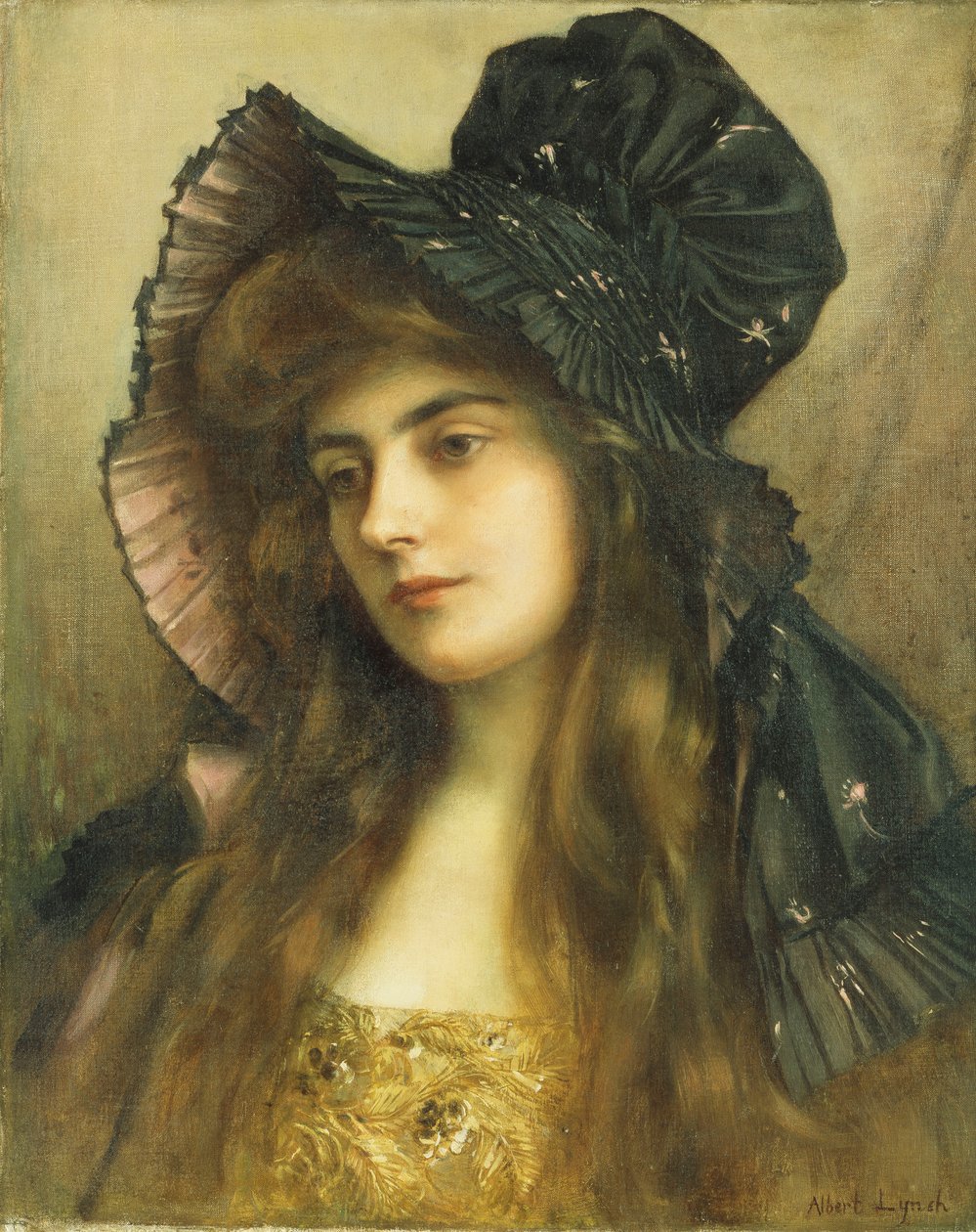 En ung skønhed i en sort hat, af Albert Lynch