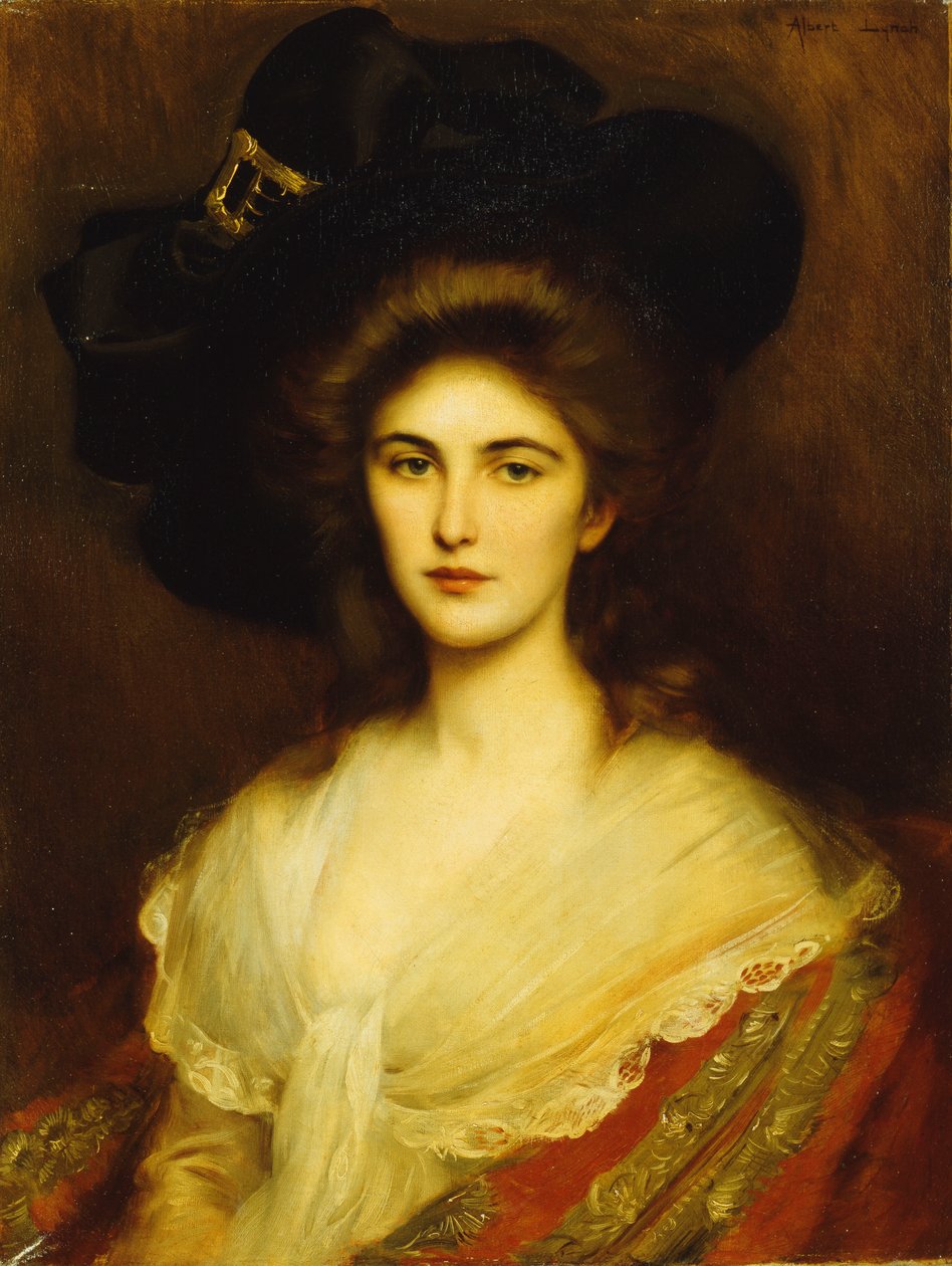 Portræt af en elegant dame i en sort hat, af Albert Lynch