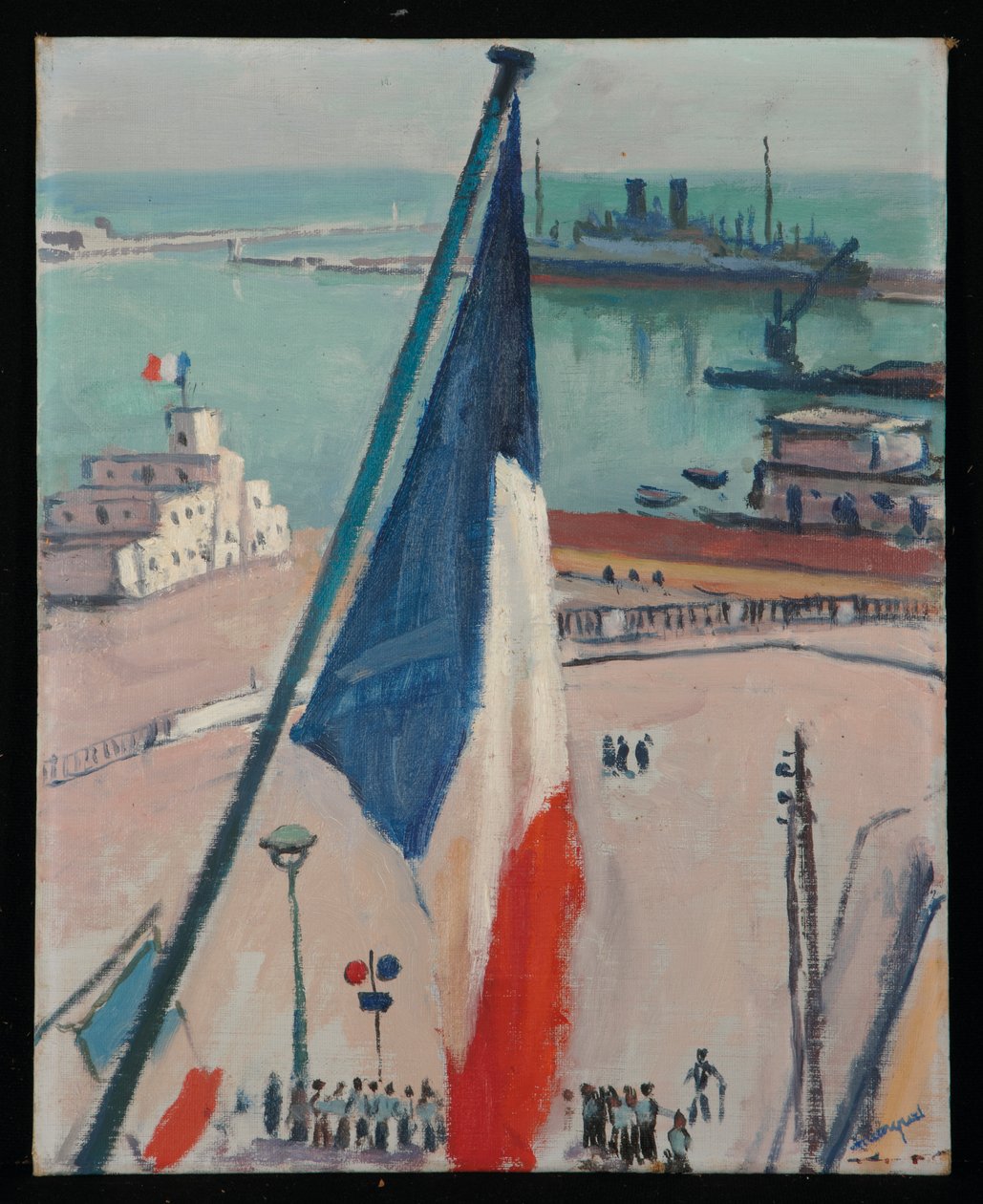Alger, flagene (olie på kunstnerens tavle) af Albert Marquet