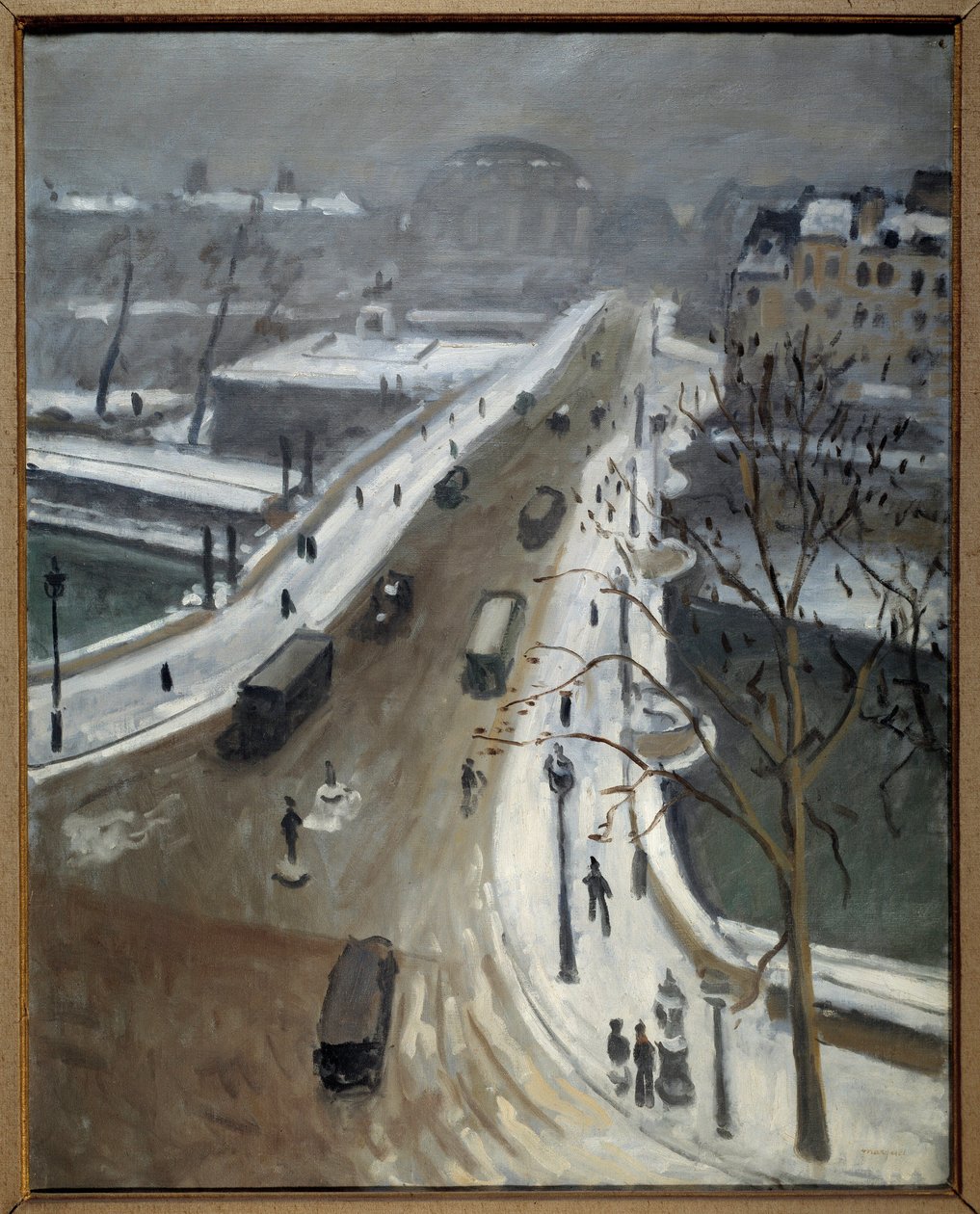 Bridge Neuf i Paris under sneen 1938 (olie på lærred) af Albert Marquet