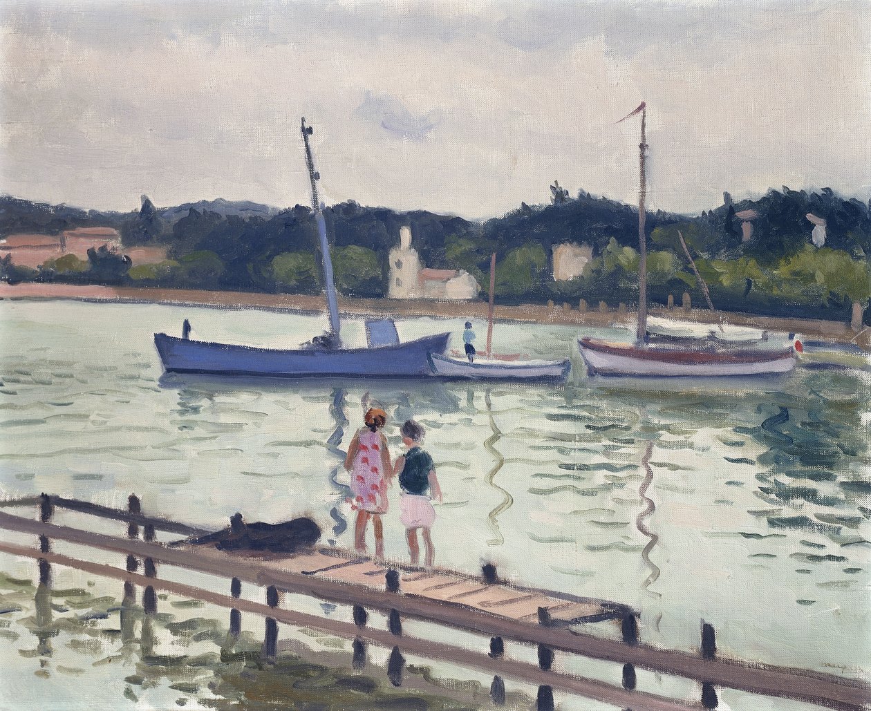 Børn og sejlbåde; Børn i Porquerolles af Albert Marquet