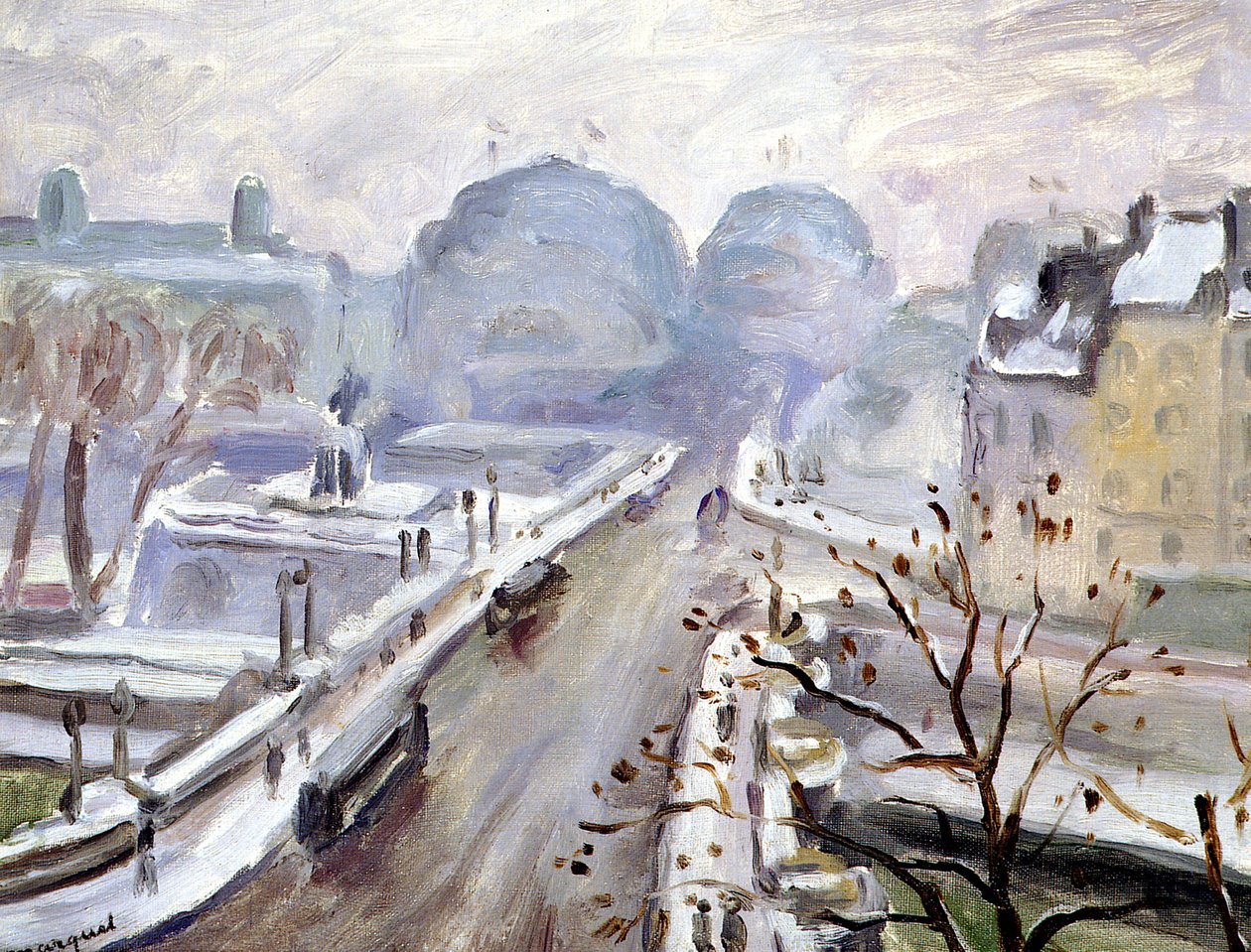 Fransk: Pont Neuf under sneen af Albert Marquet
