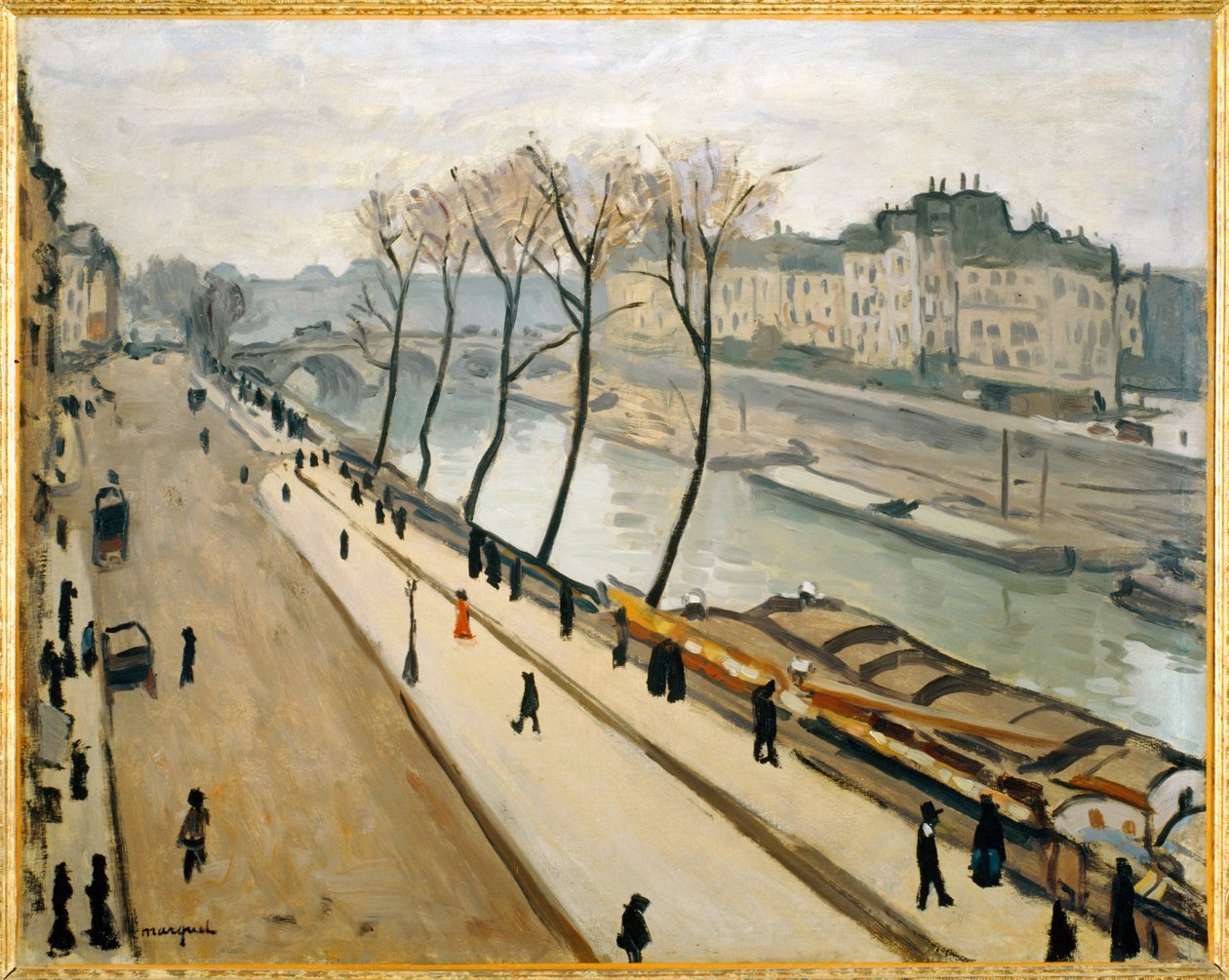 La Seine vu du quai des Grands Augustins - Seinen ... (maleri på lærred) af Albert Marquet