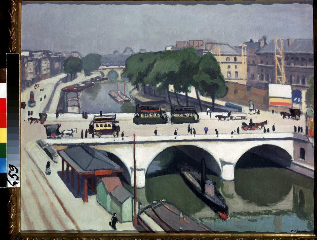 ""Saint Michel-broen i Paris og Quai des Grands Augustins"" (Saint-Michel-broen i Paris. Quai des Grands-Augustins). Maleri af Pierre Albert Marquet (1875-1947) (Fauvisme) 1908 Olie på lærred. Moskva, Pushkin Museum af Albert Marquet